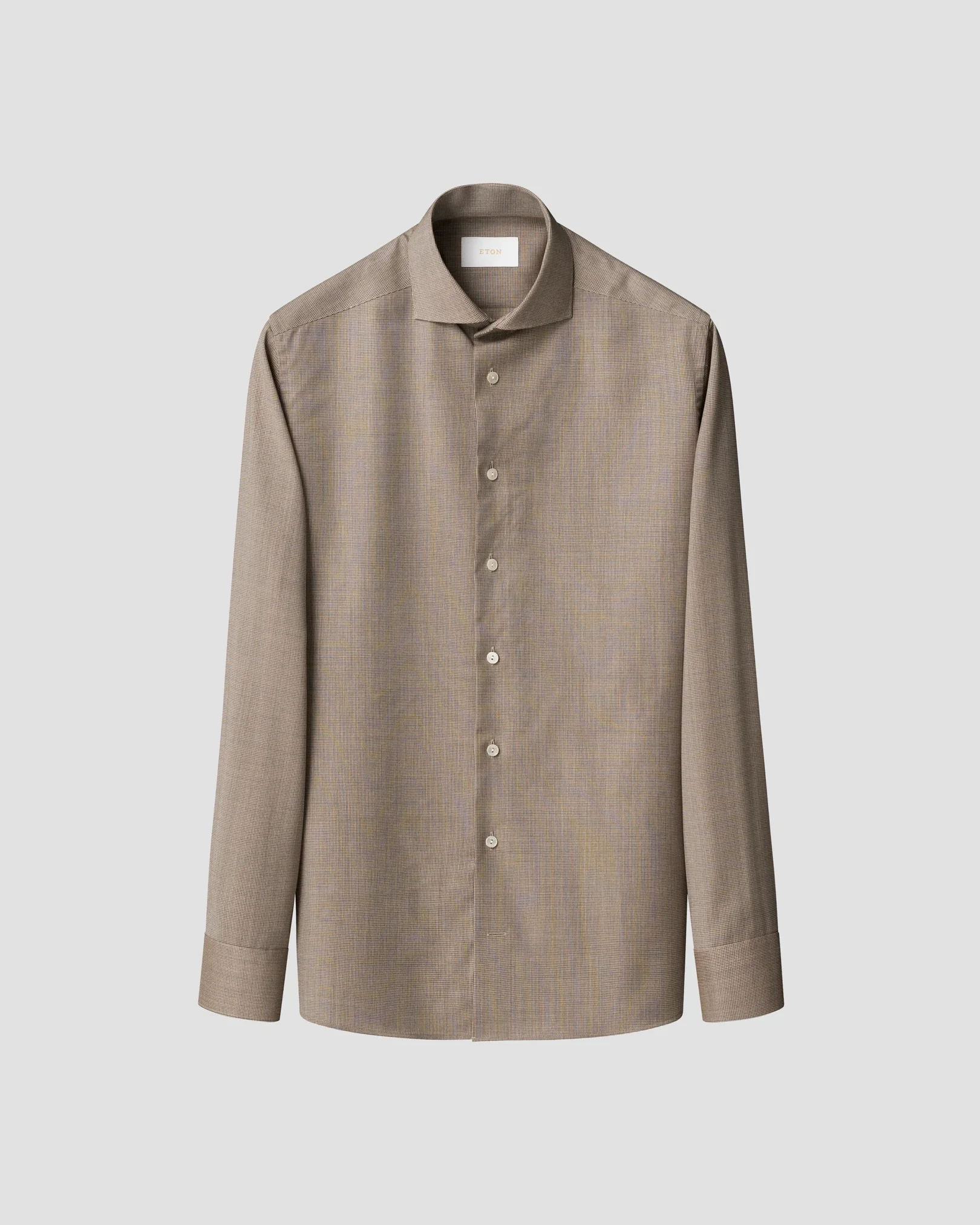 Eton - brown houndstooth merino shirt
