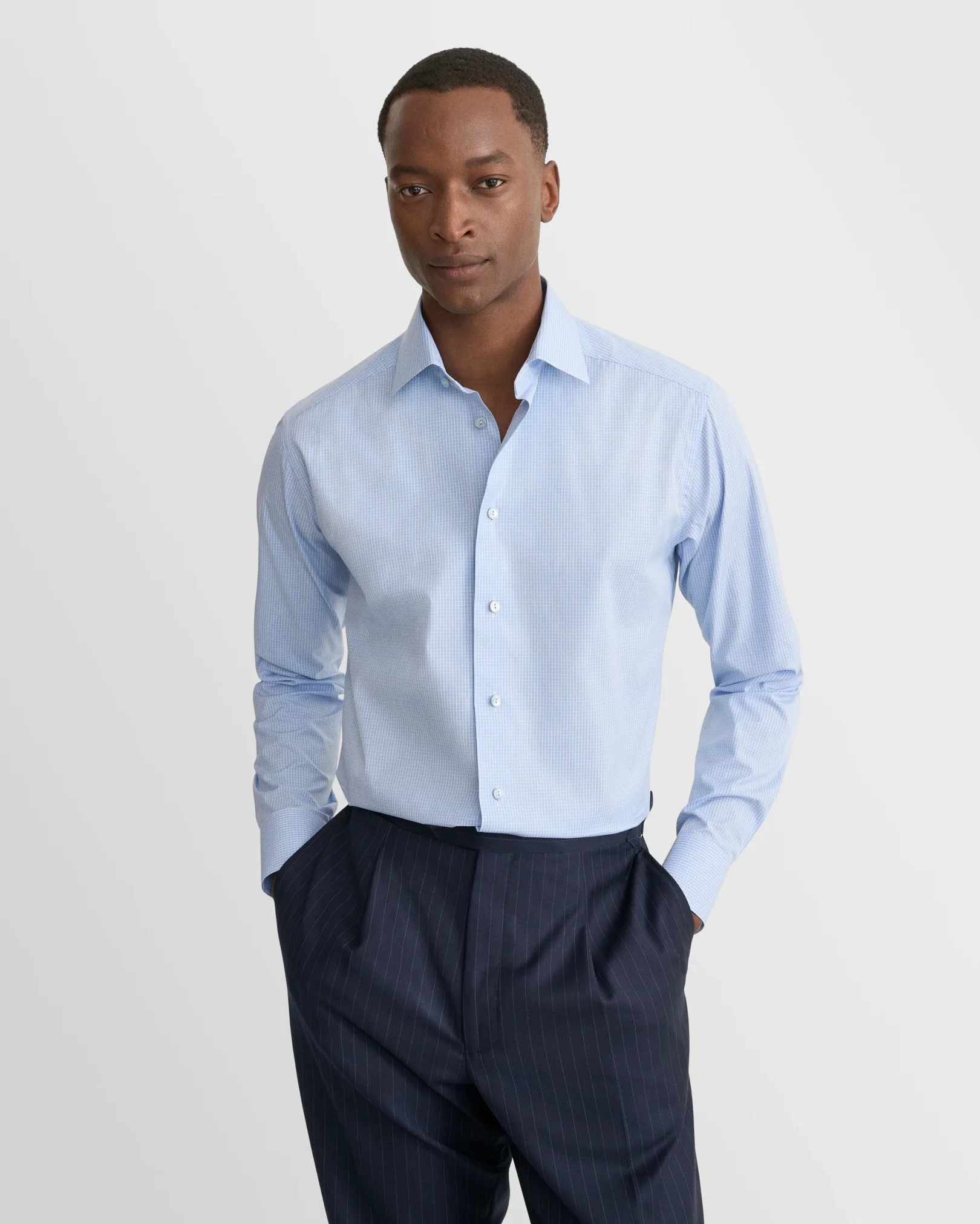 Eton - light blue supima check 263