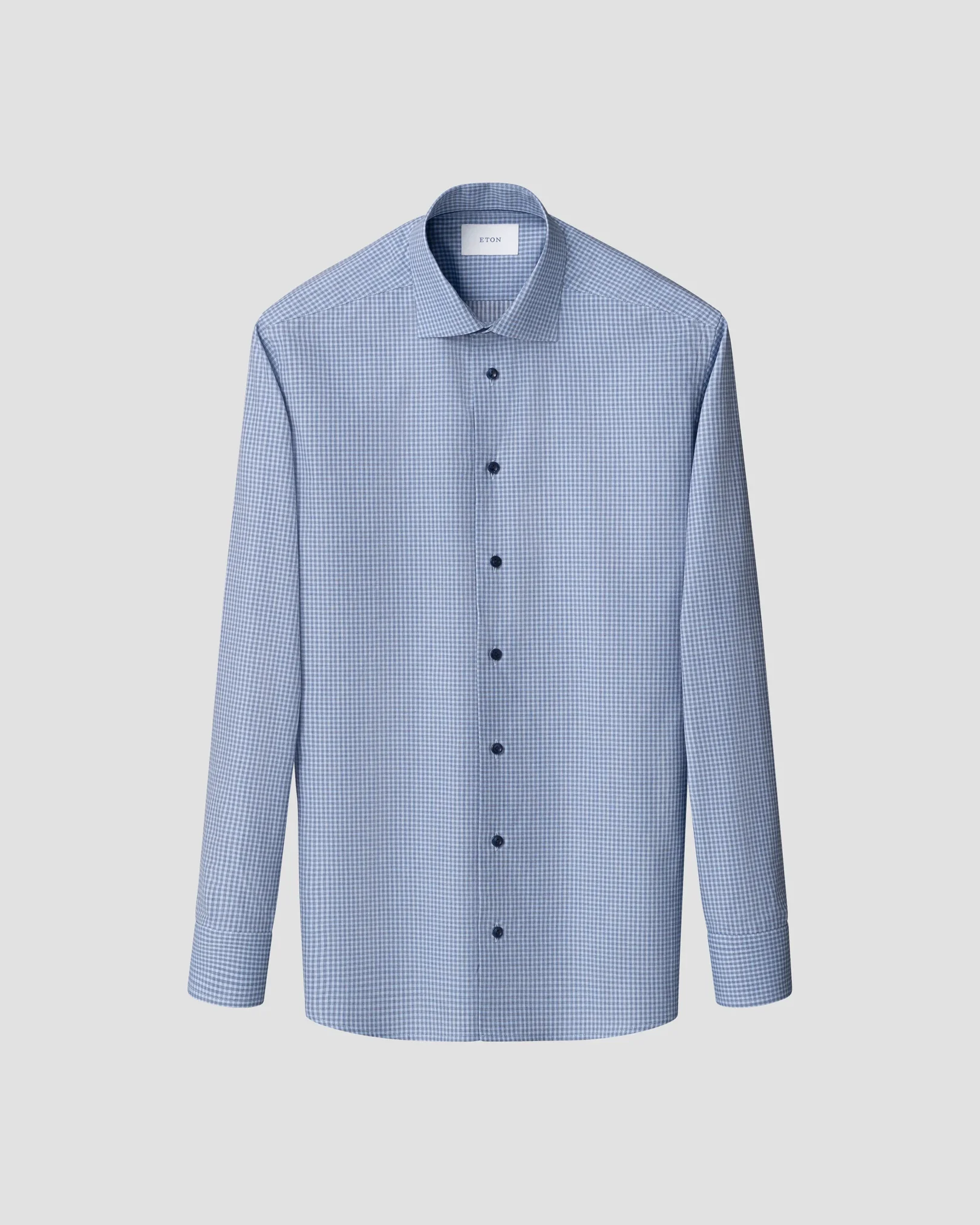 Eton - dark blue check twill shirt