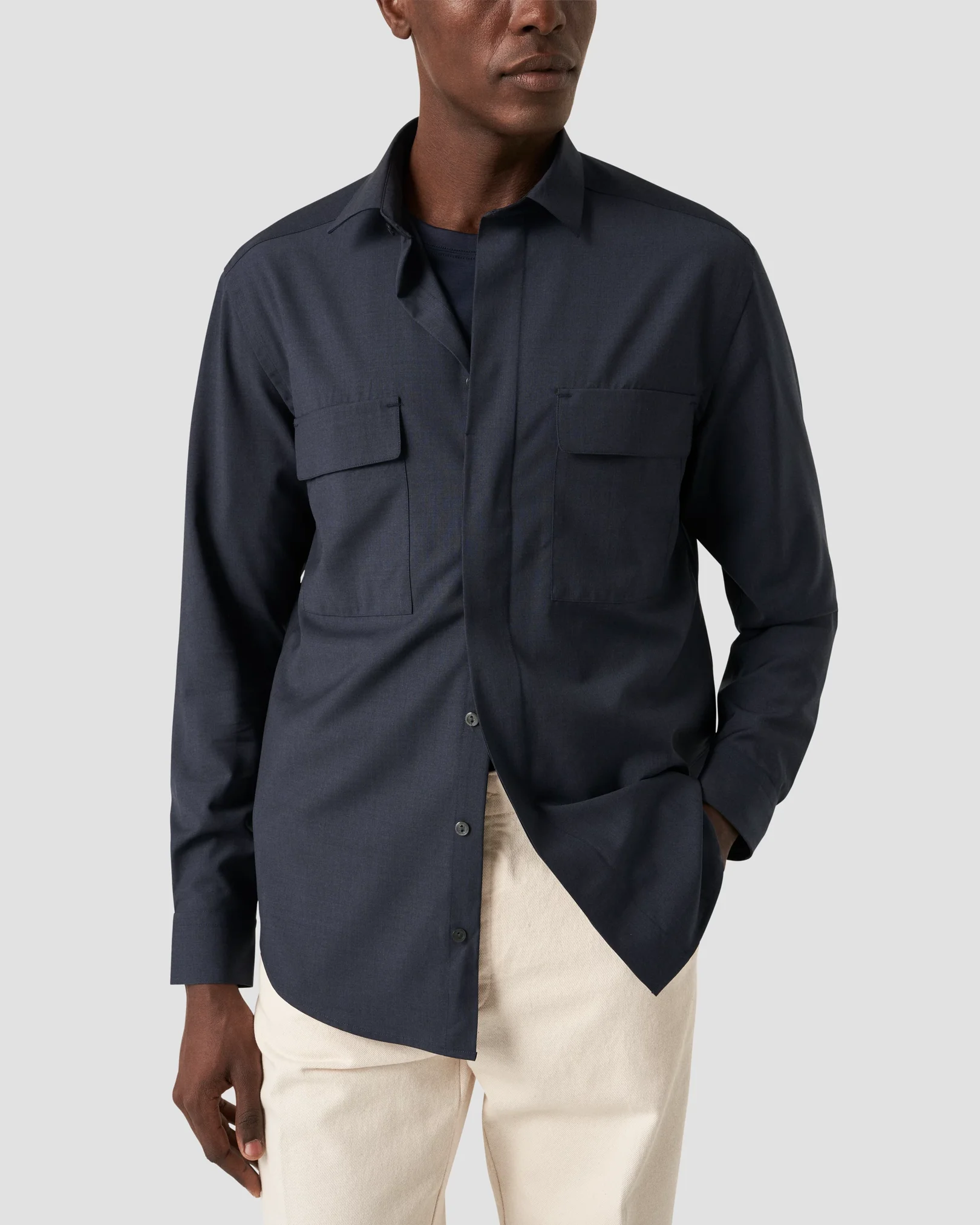 Eton - Navy Merino Wool Overshirt