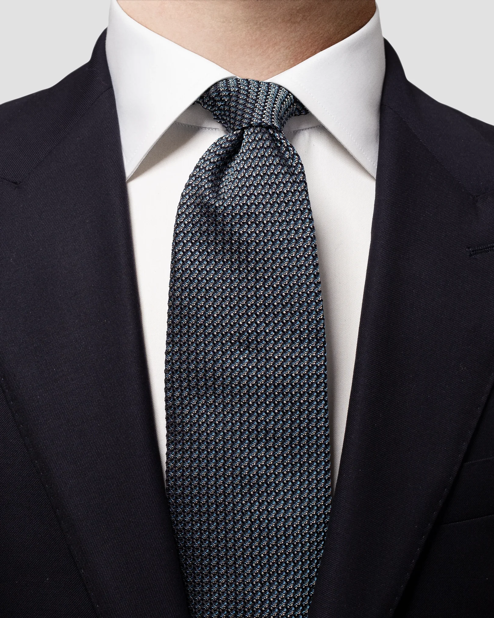 Eton - light blue navy melange silk tie