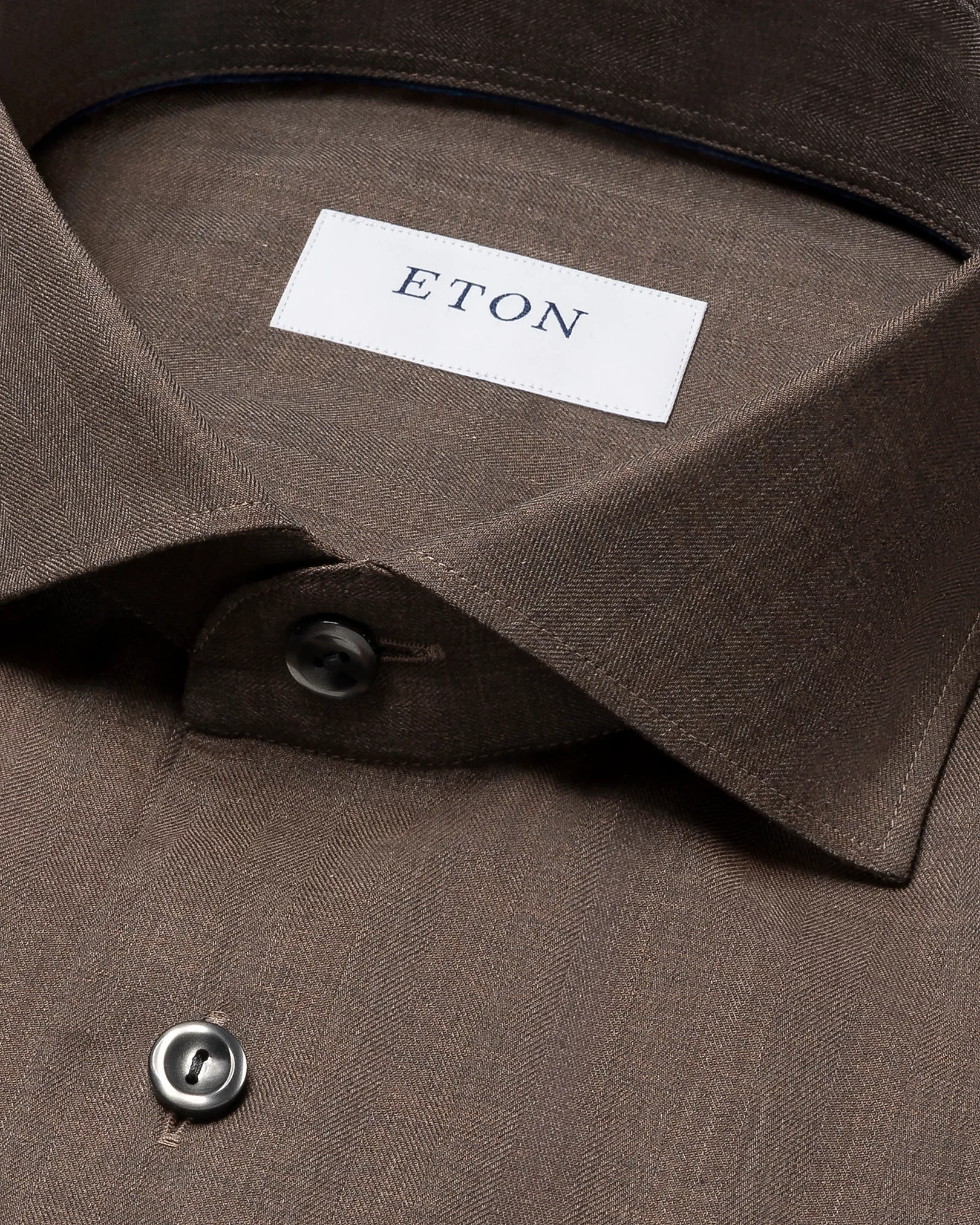 Eton - wrinkle free dark brown flanell shirt