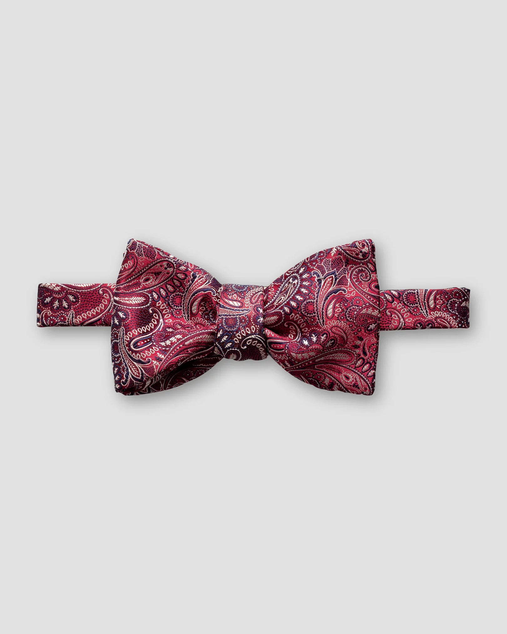Eton - red navy lustrous paisley bow tie self tied