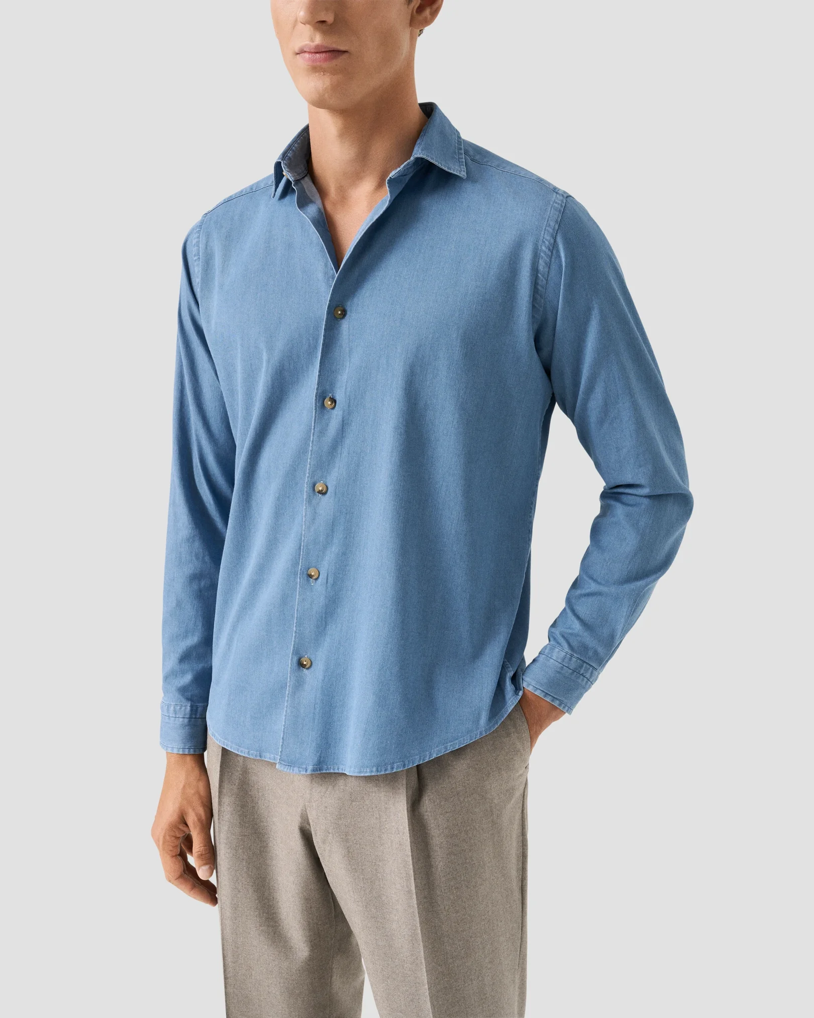 Eton - light wash denim stretch shirt