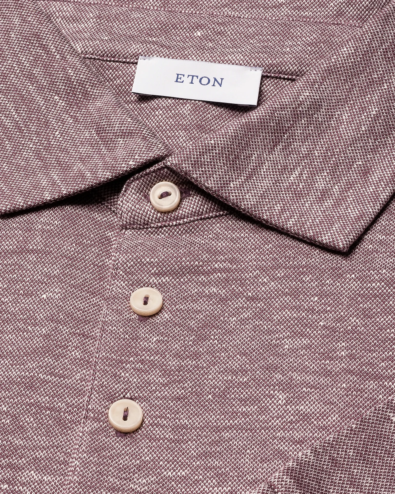 Eton - dark purple cotton linen polo shirt
