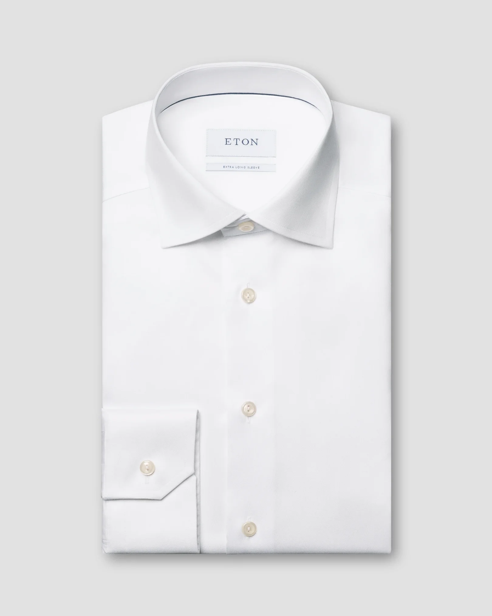 Eton - Vit Signature Twill-skjorta med extra långa ärmar