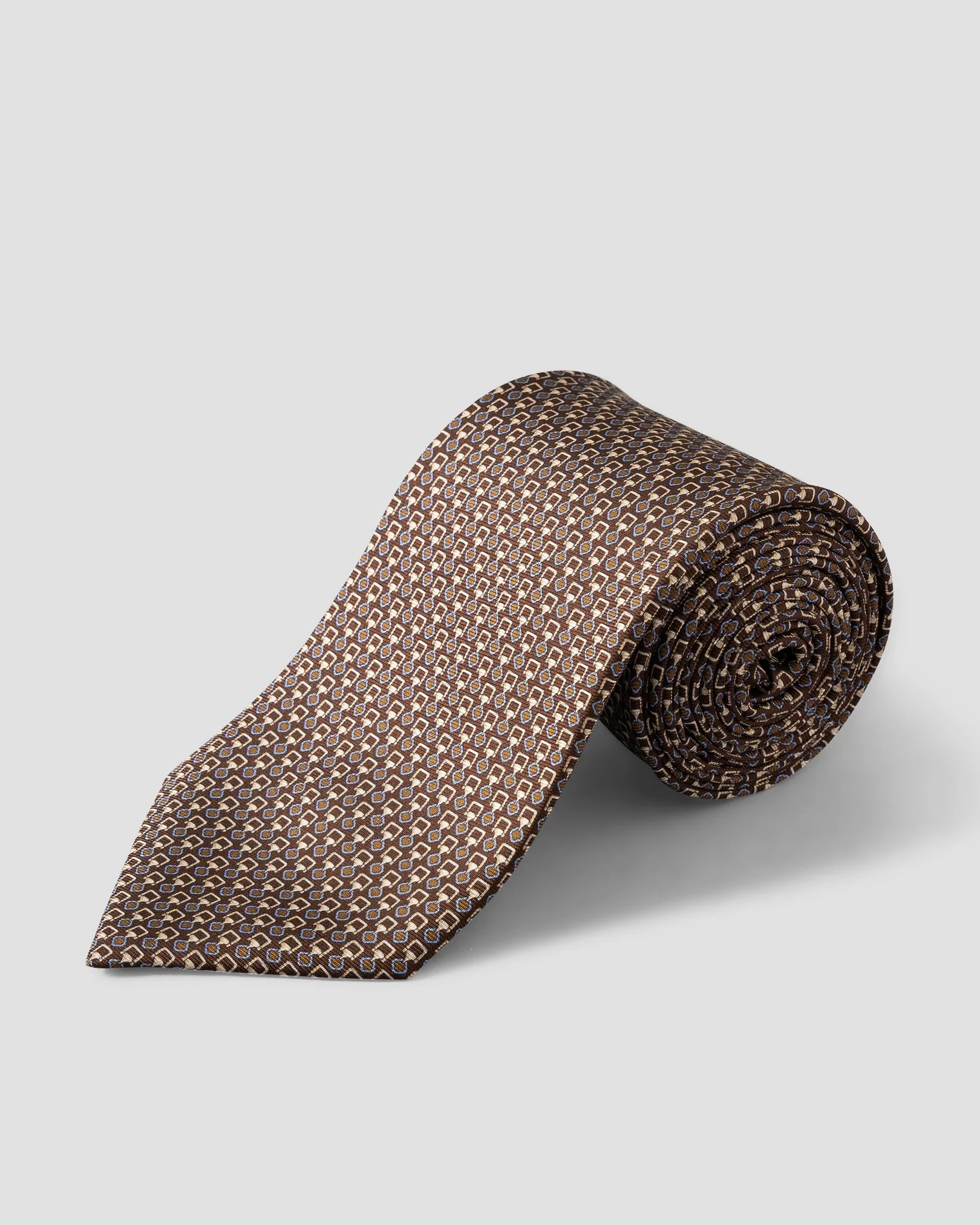 Eton - geometric print silk tie dark brown geometric print silk tie