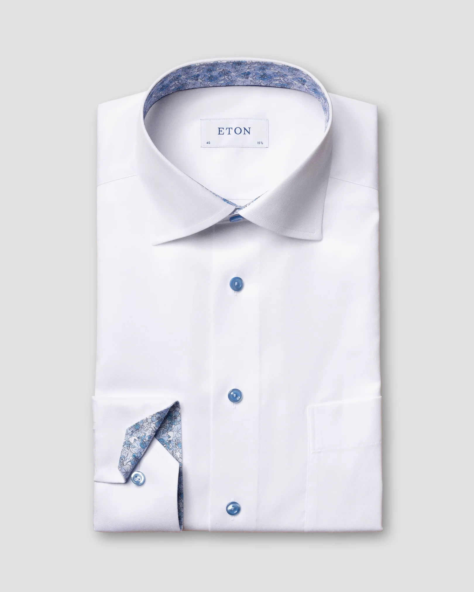 Eton - White twill shirt – blue details