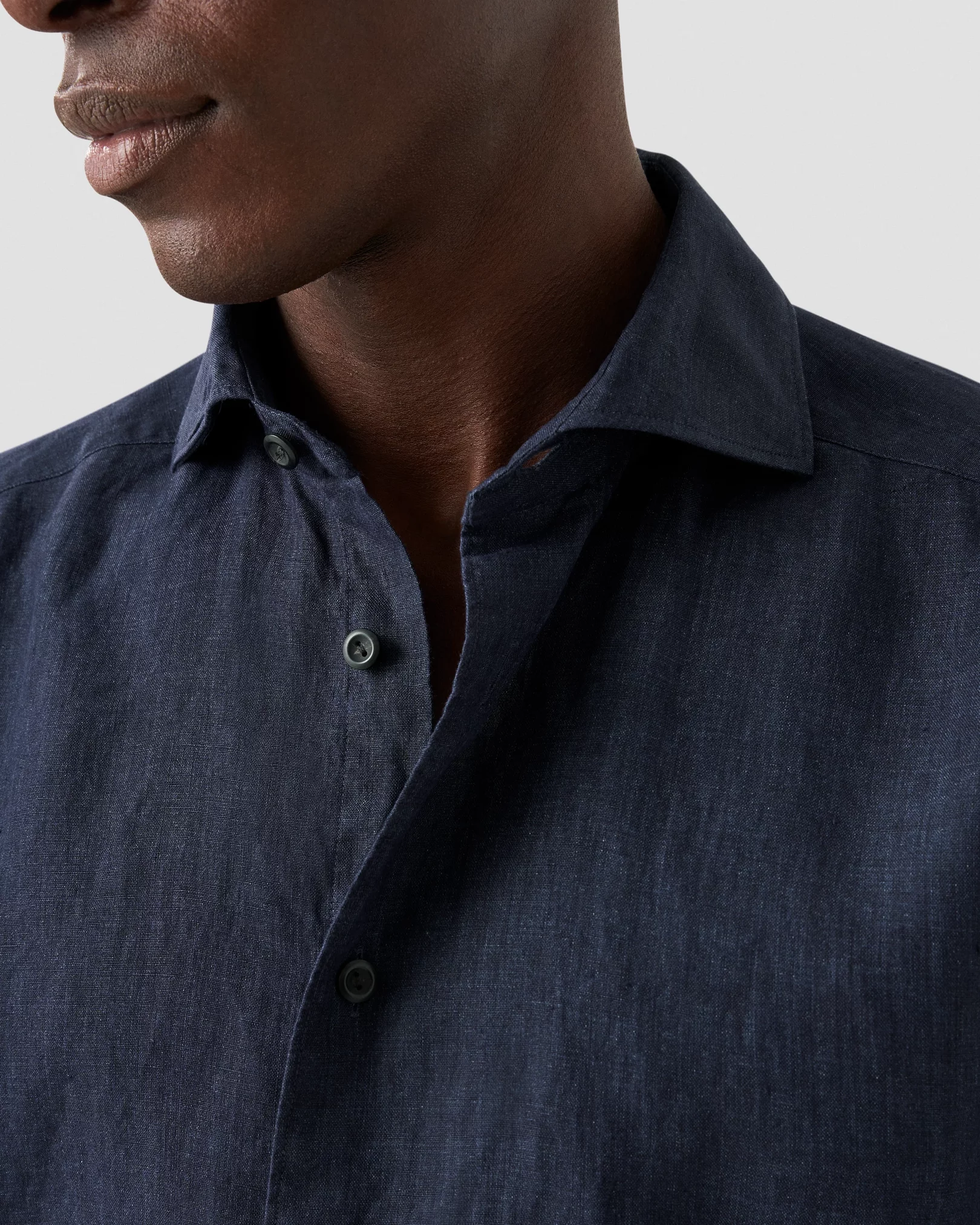 Eton - navy short sleeve linen shirt