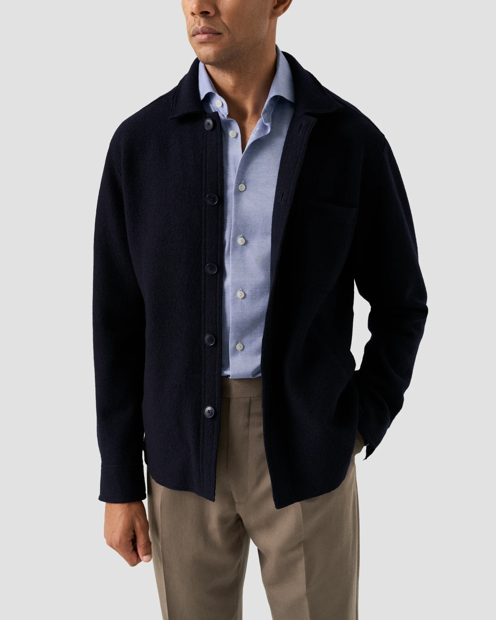 Eton - mid blue filo di scozia knit shirt