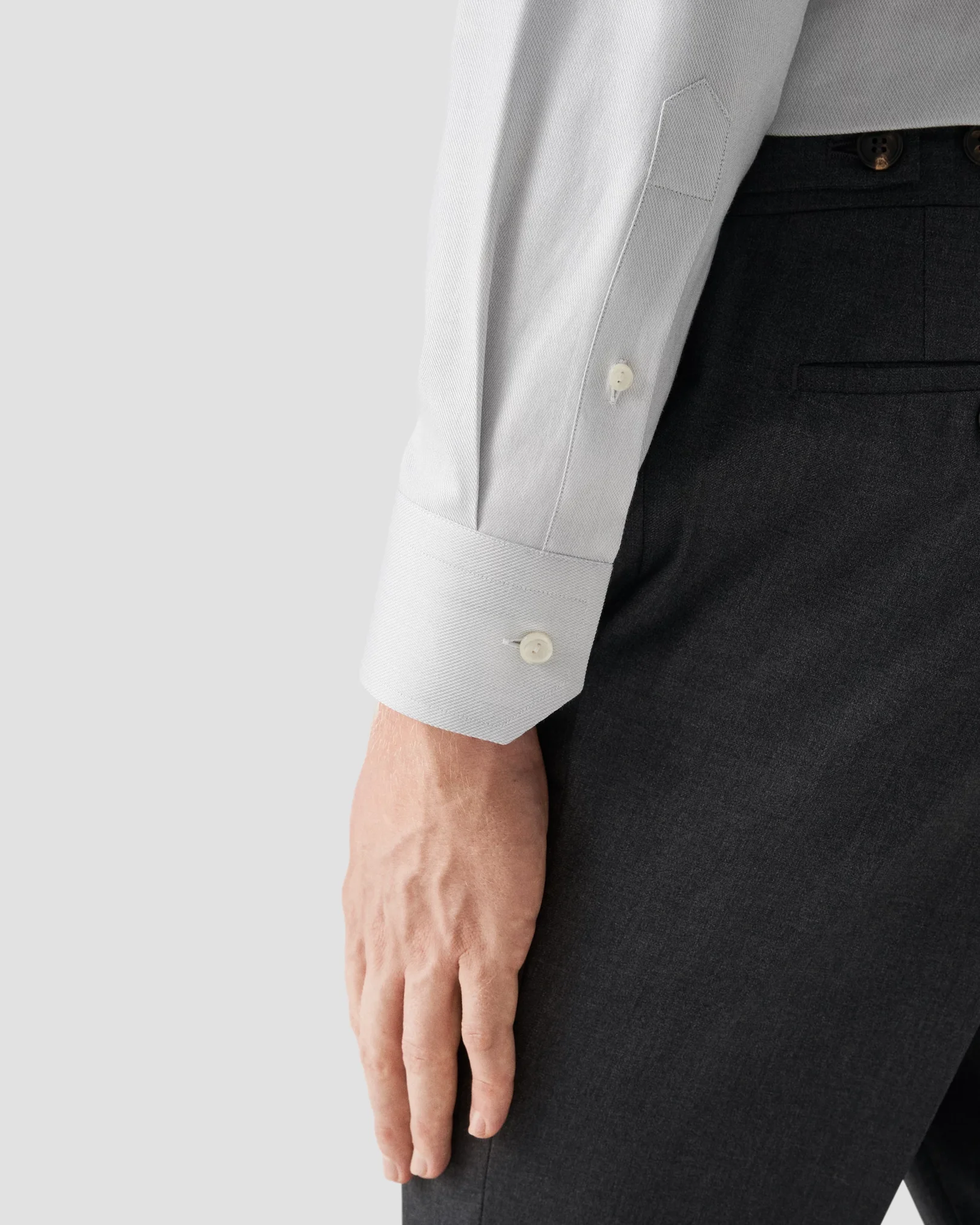 Eton - light grey melange semi solid fine twill shirt 260