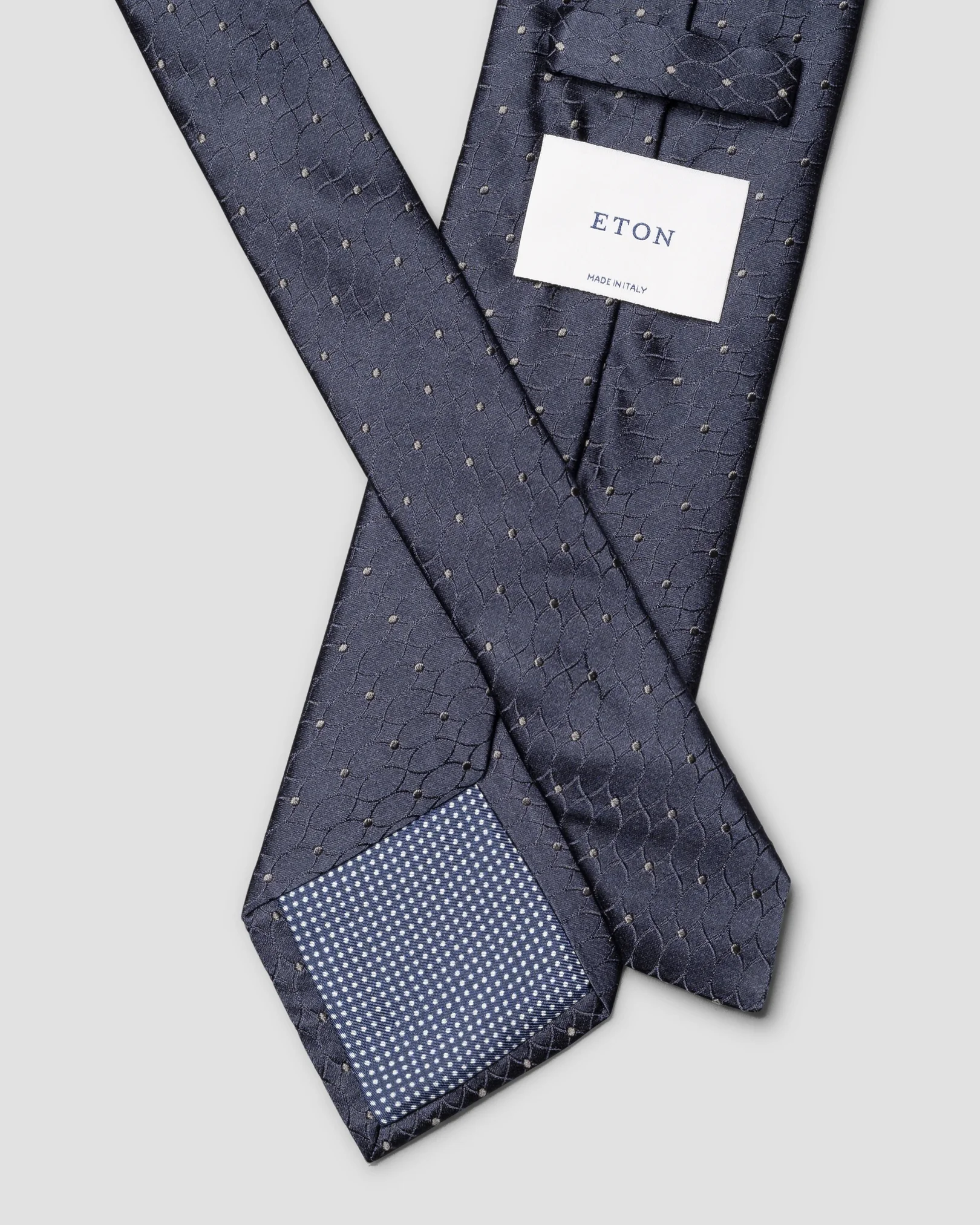 Eton - geometric 256 woven silk tie navy