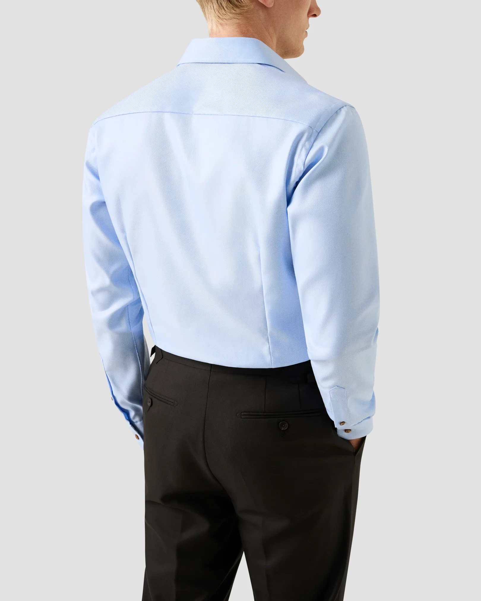 Eton - geometric effect textured twill shirt cut away