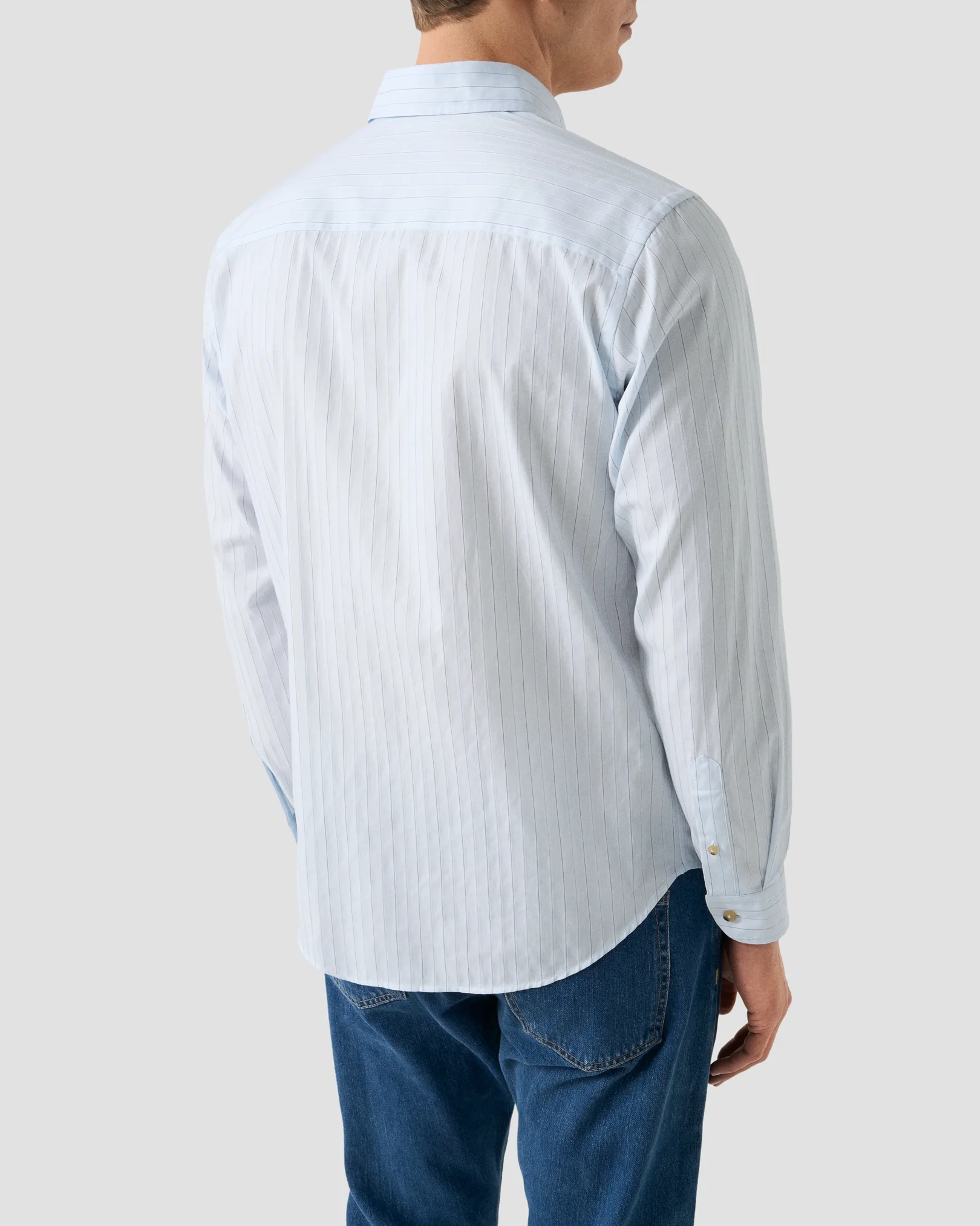 Eton - mid blue pin striped signature oxford shirt button down
