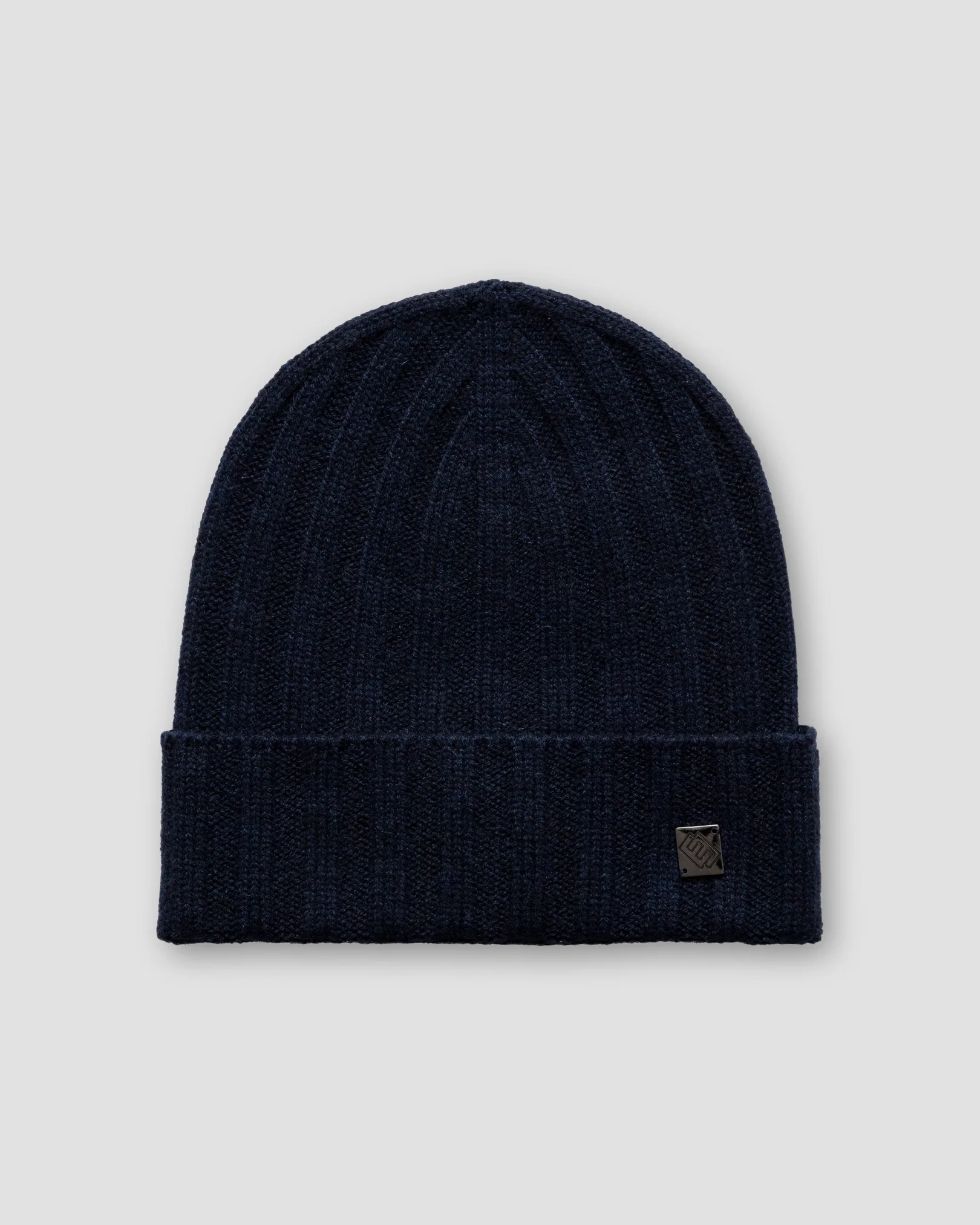 Eton - mid blue cashmere beanie logo detail