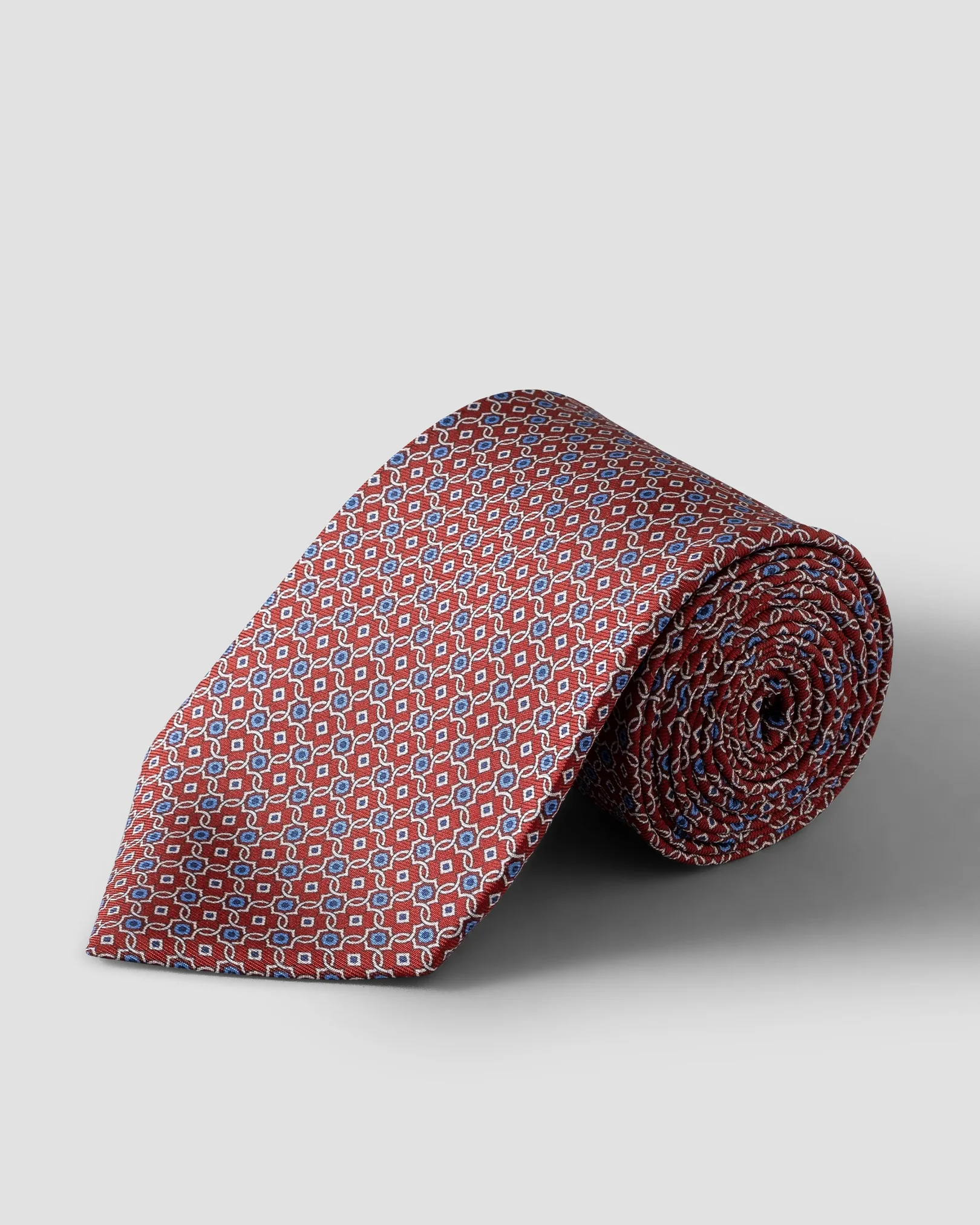 Eton - dark red medallion printed silk tie