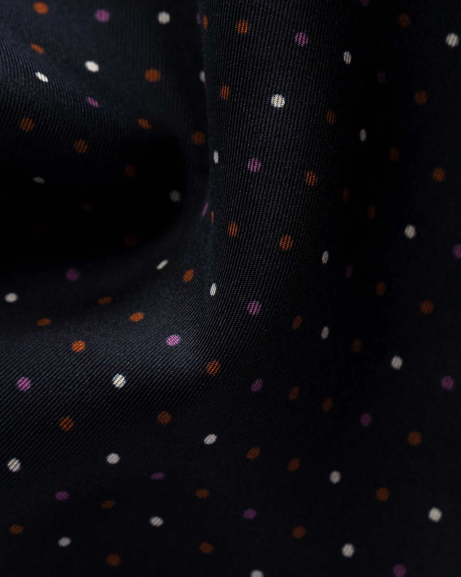 Eton - black silk twill shirt polka dots pointed single rounded slim soft