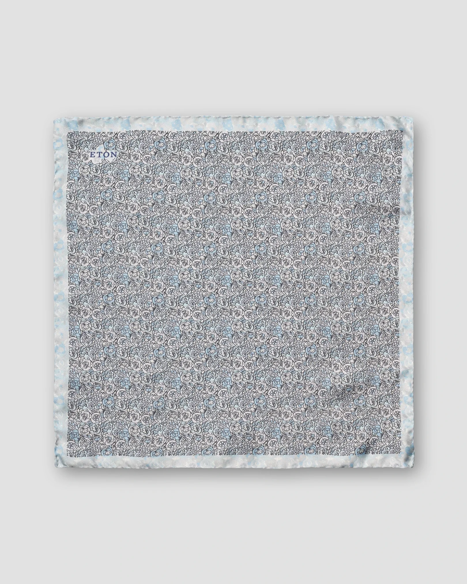 Eton - light blue floral silk pocket