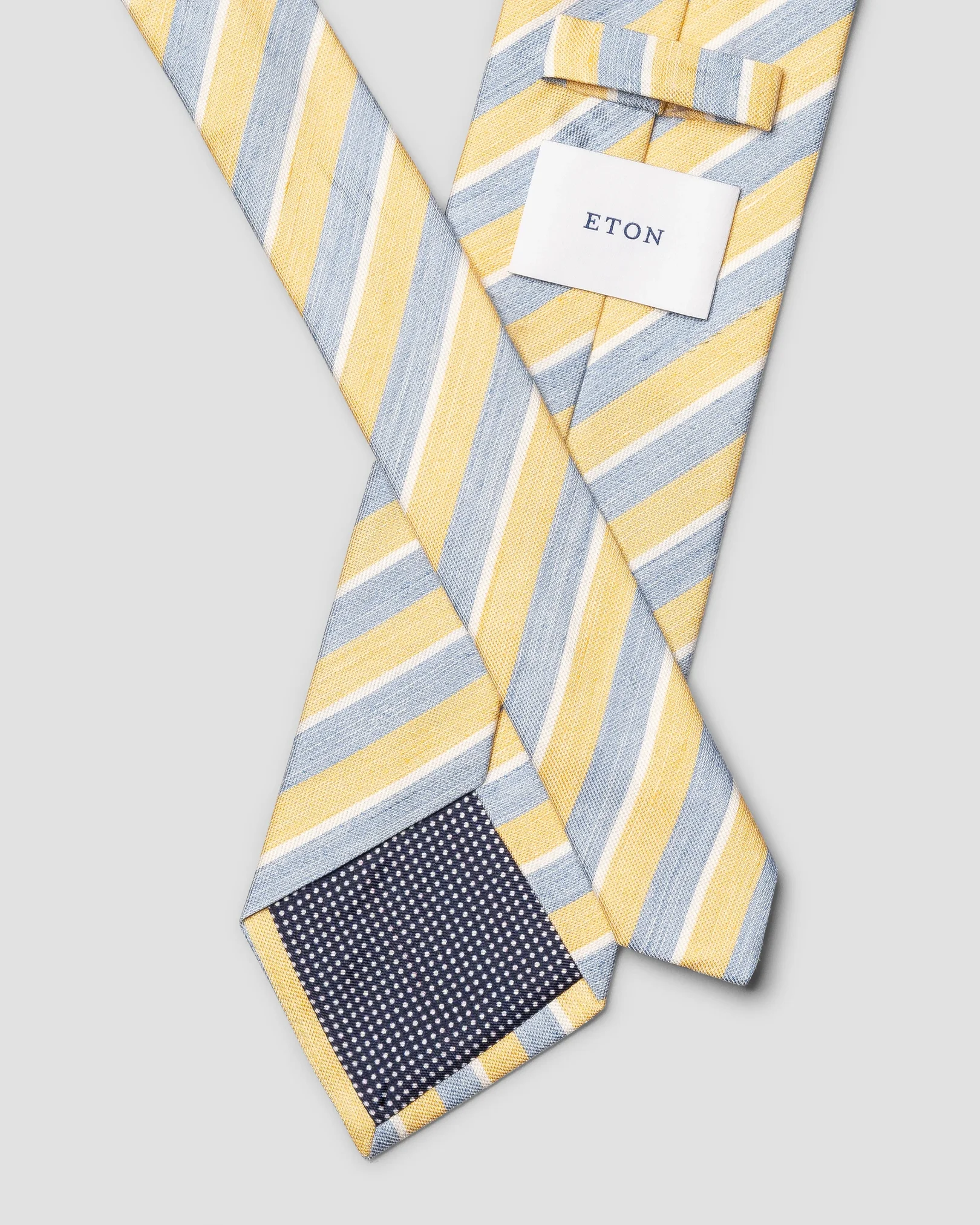 Eton - yellow striped woven linen silk tie