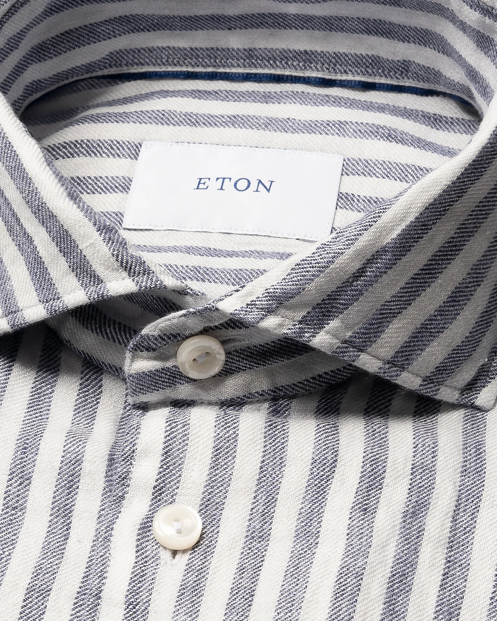 Eton - dark blue striped linen twill shirt