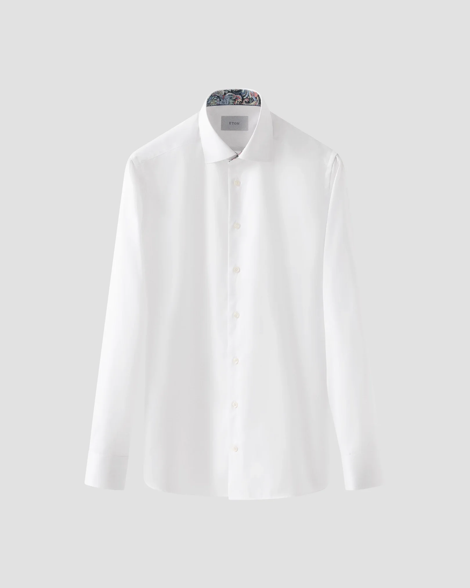 Eton - white solid signature twill paisley effect shirt cut away single slim