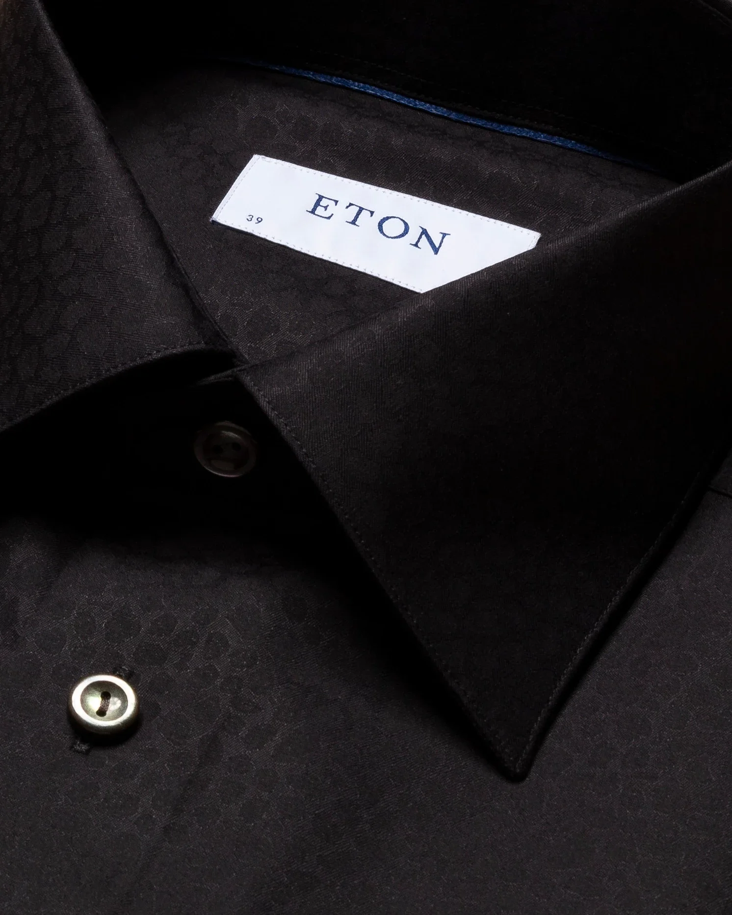 Eton - black leo jacquard shirt moderate cut away