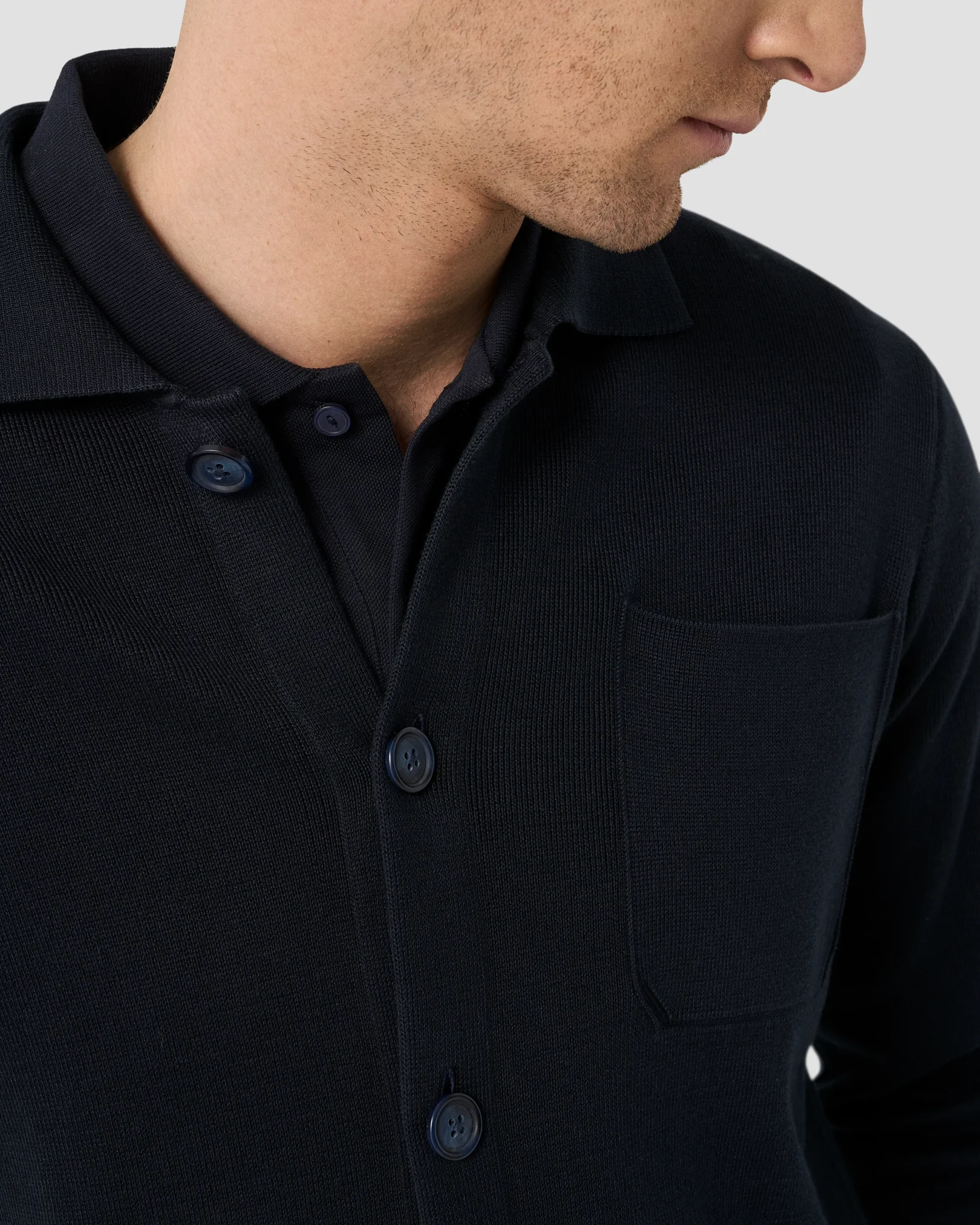 Eton - milano knit overshirt navy blue milano knit overshirt