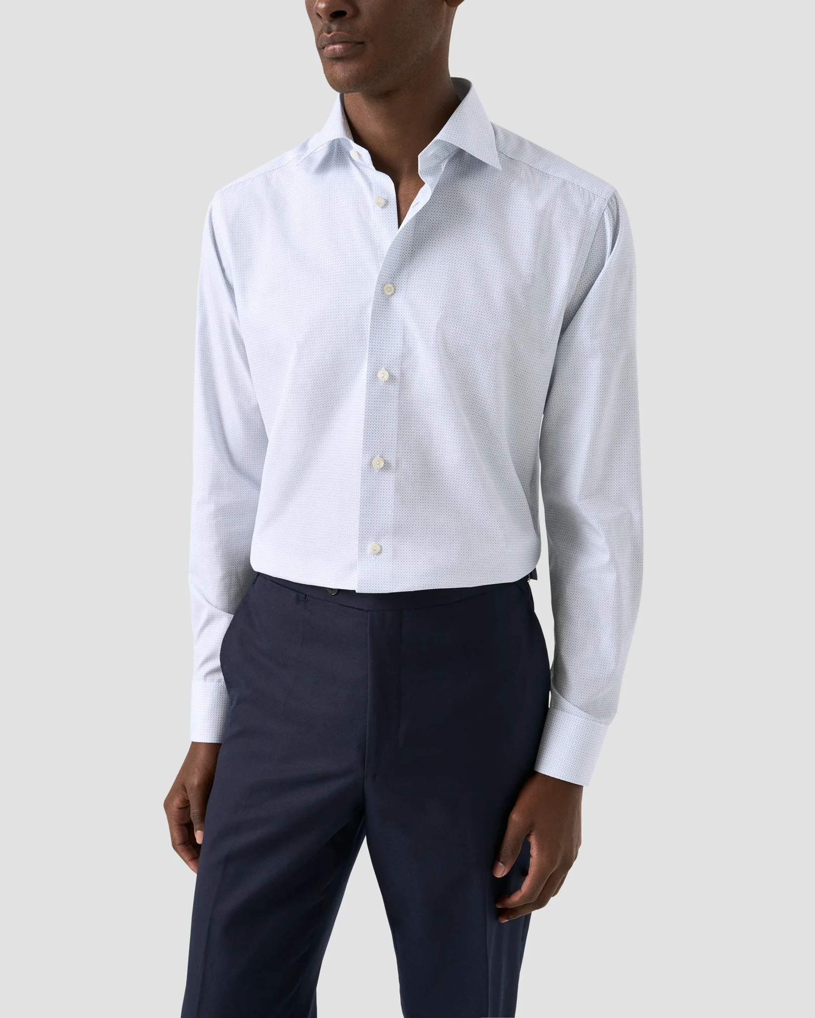 Eton - Light Blue Micro Print Poplin Shirt