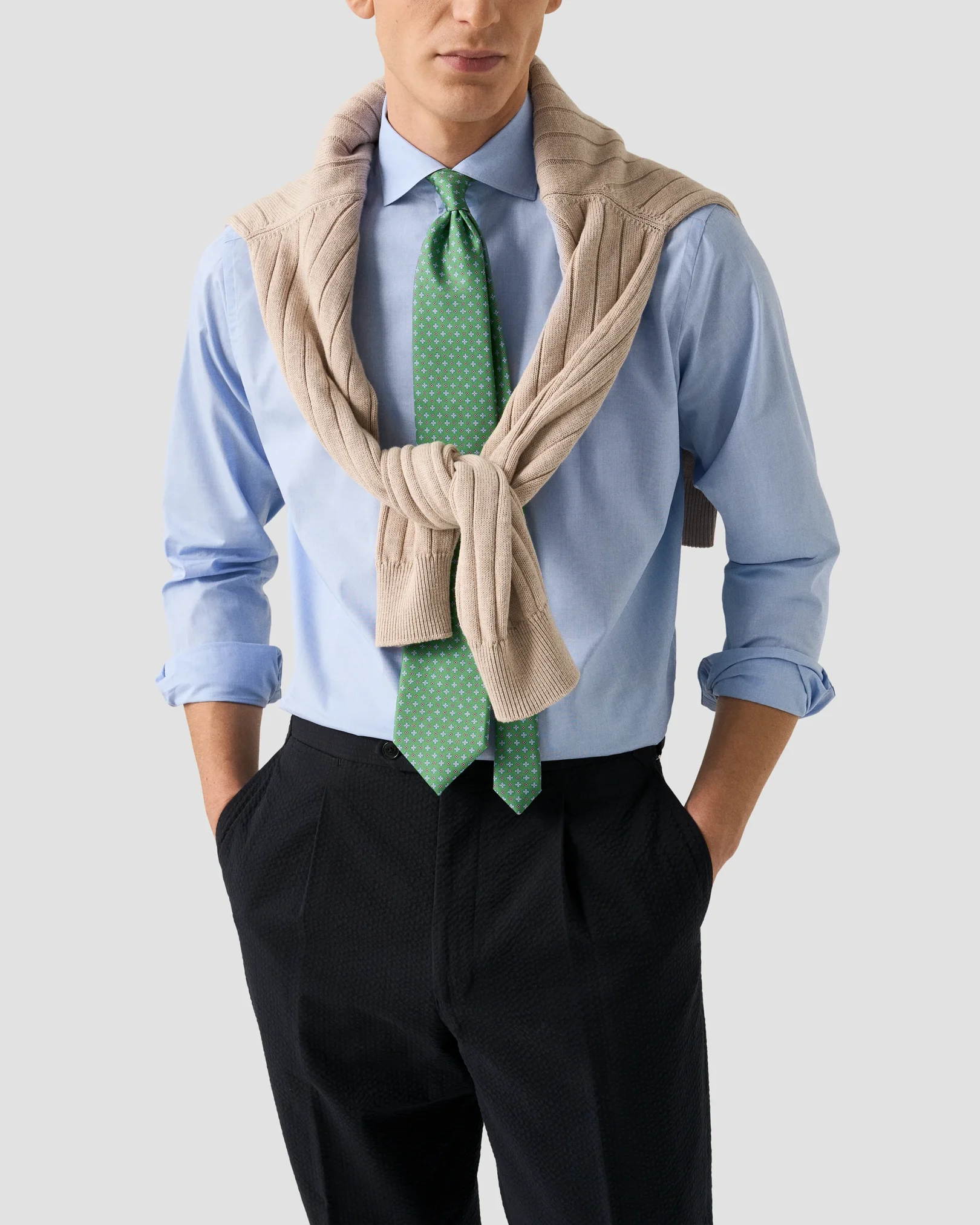 Eton - mid blue end on end breeze poplin shirt 261