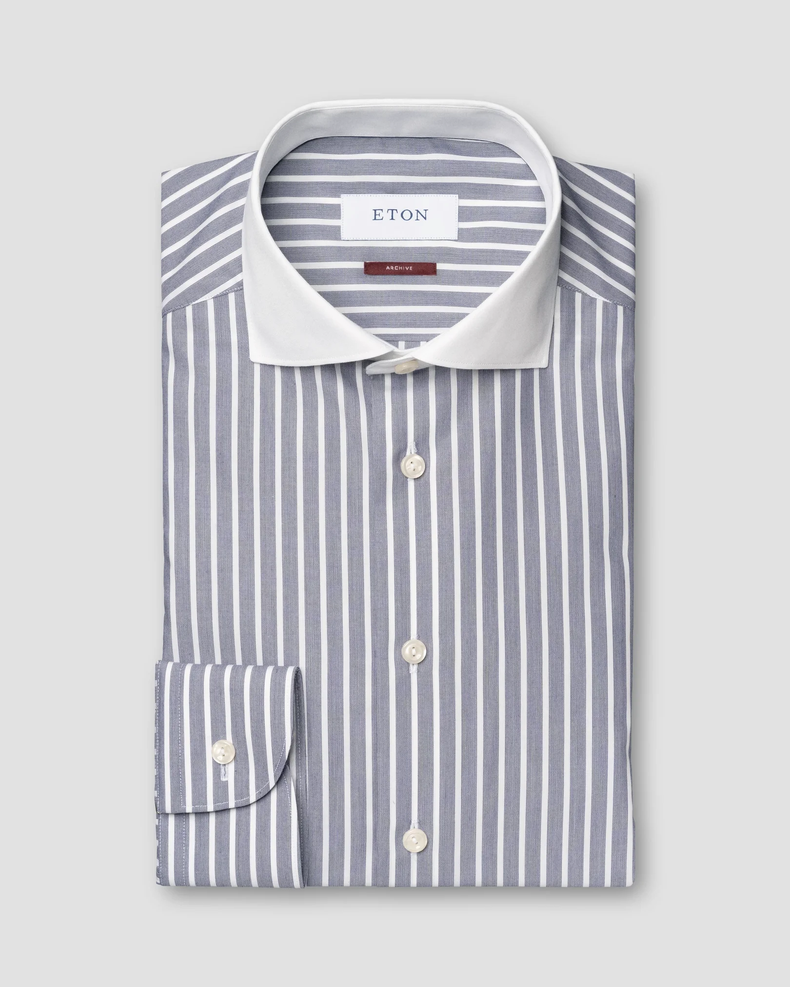 Dark blue Striped White Collar Shirt