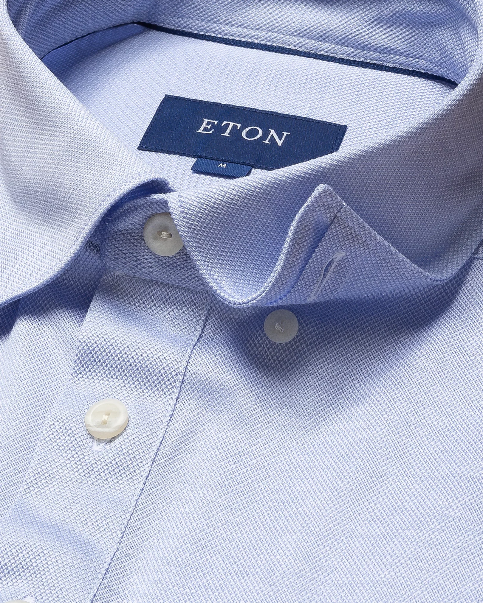 Eton - light blue jersey button under