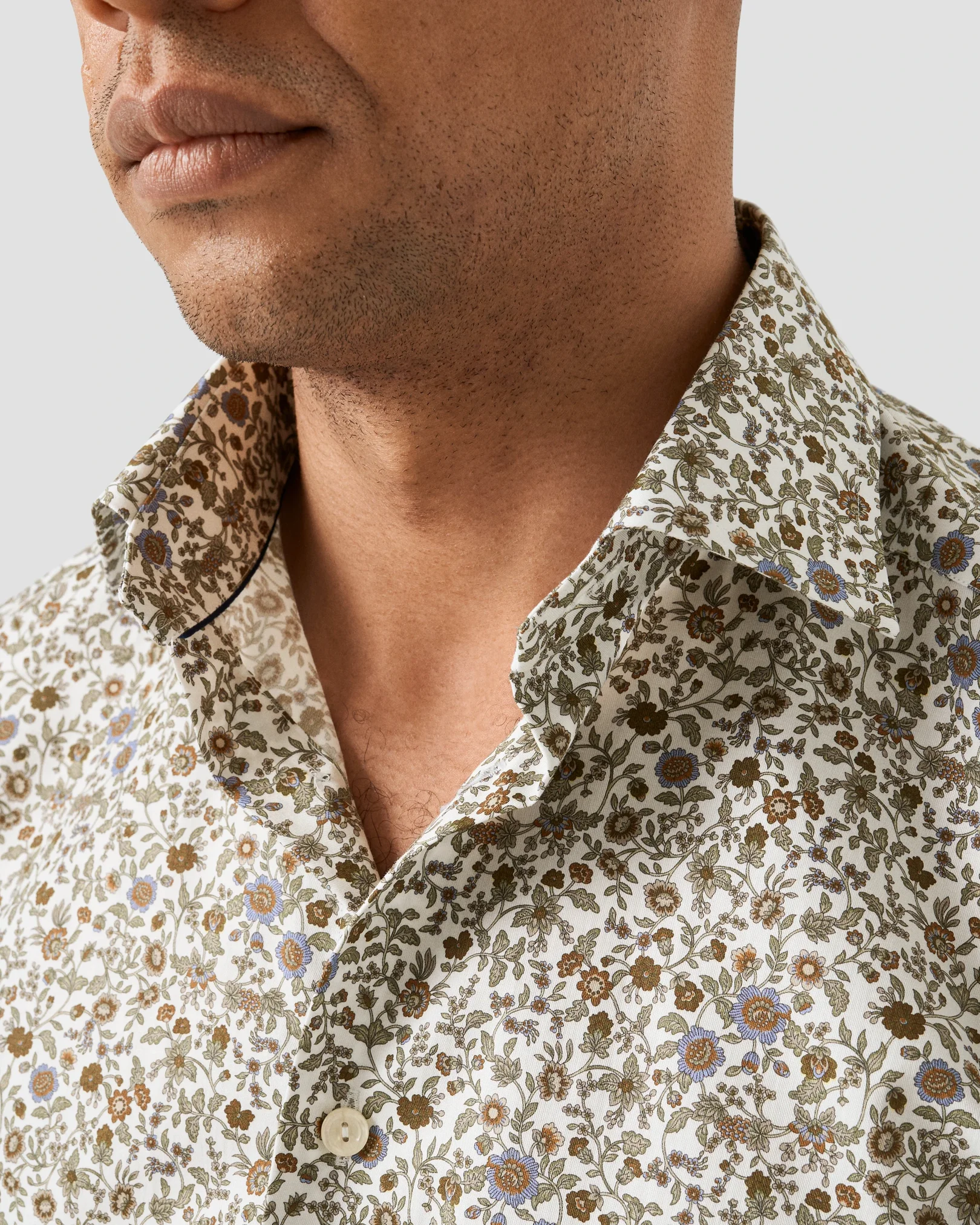 Eton - brown floral print signature twill shirt