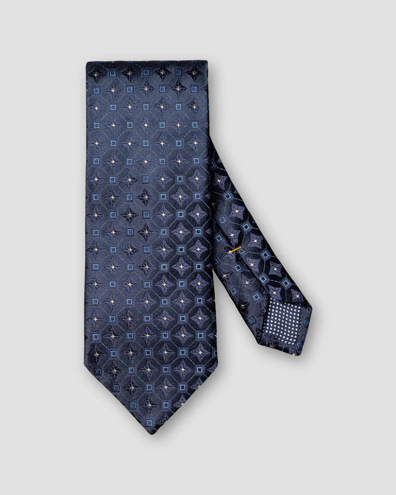 Eton - navy blue medallion woven silk tie 266