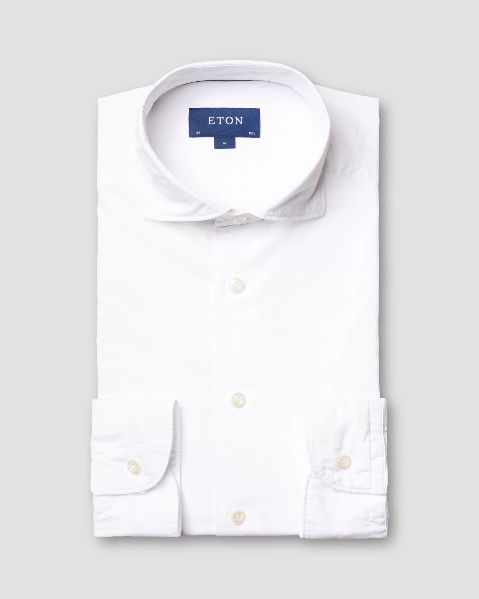 Eton - white cotton silk shirt soft wide