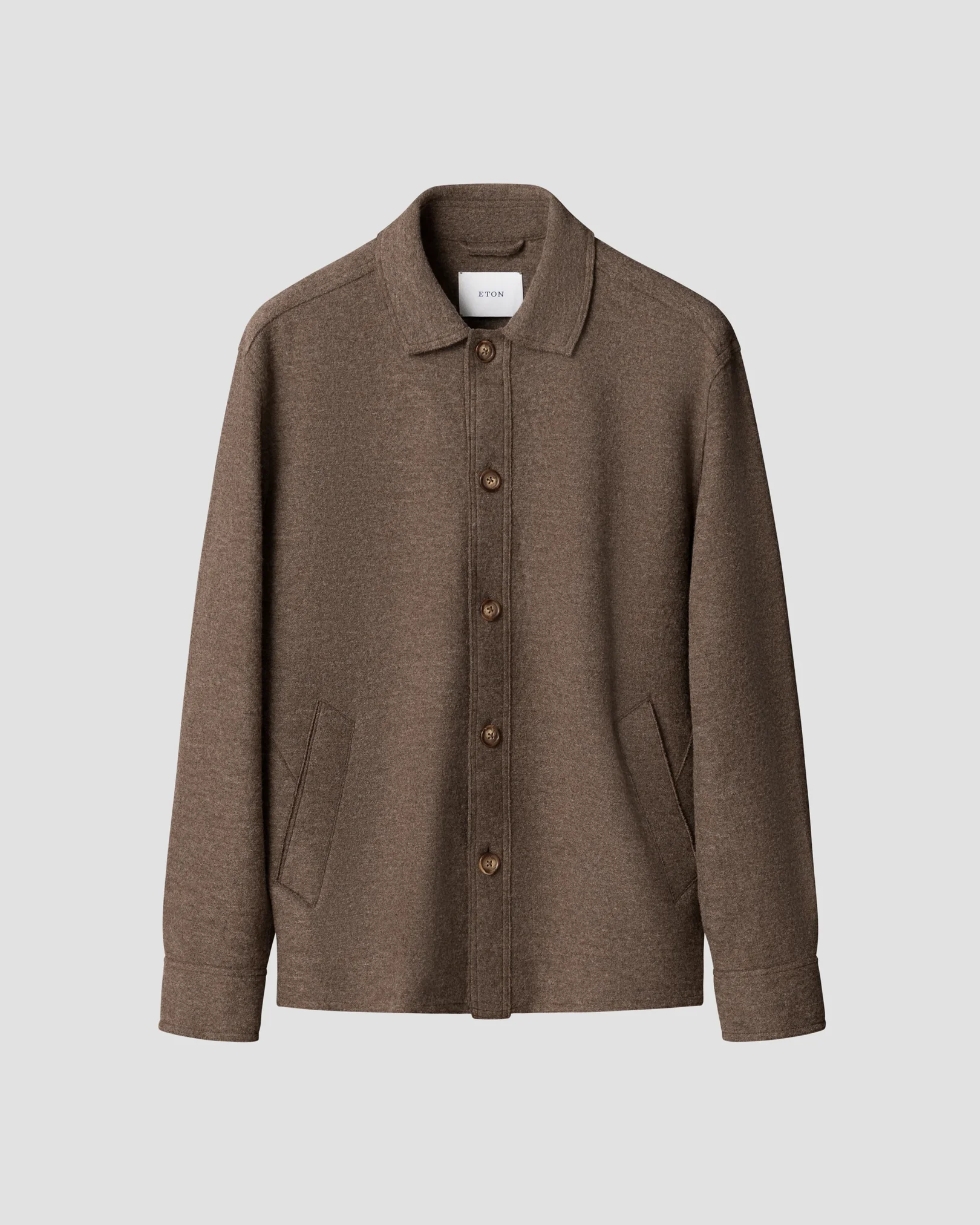 Eton - brown boiled wool cotton shirt jacket