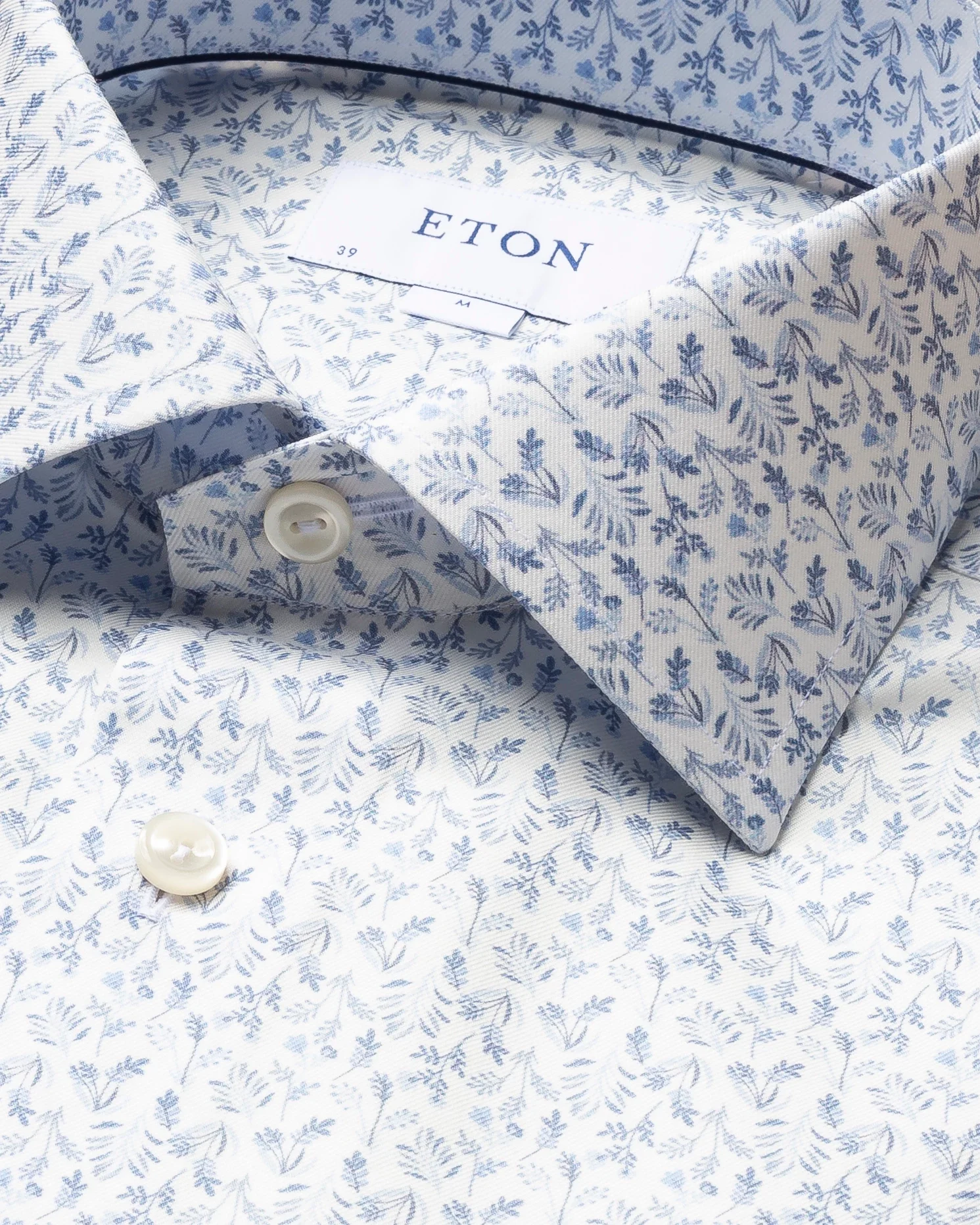 Eton - white flannel floral print shirt