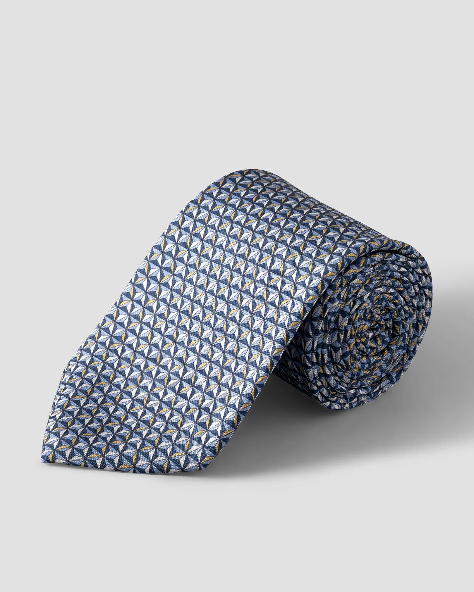 Eton - blue geometric silk twill printed tie