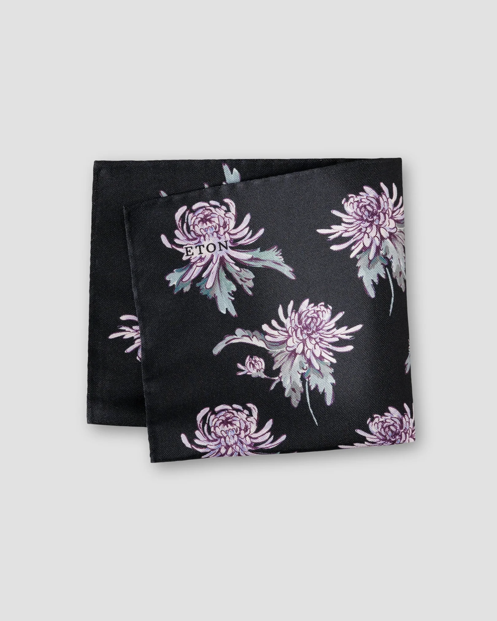 Eton - navy blue flower oxford silk pocket square