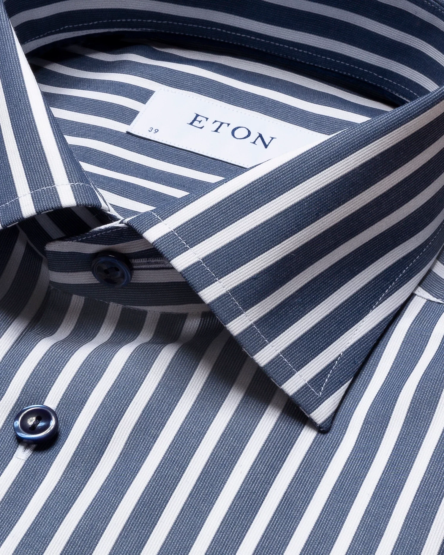 Eton - blue striped pique shirt