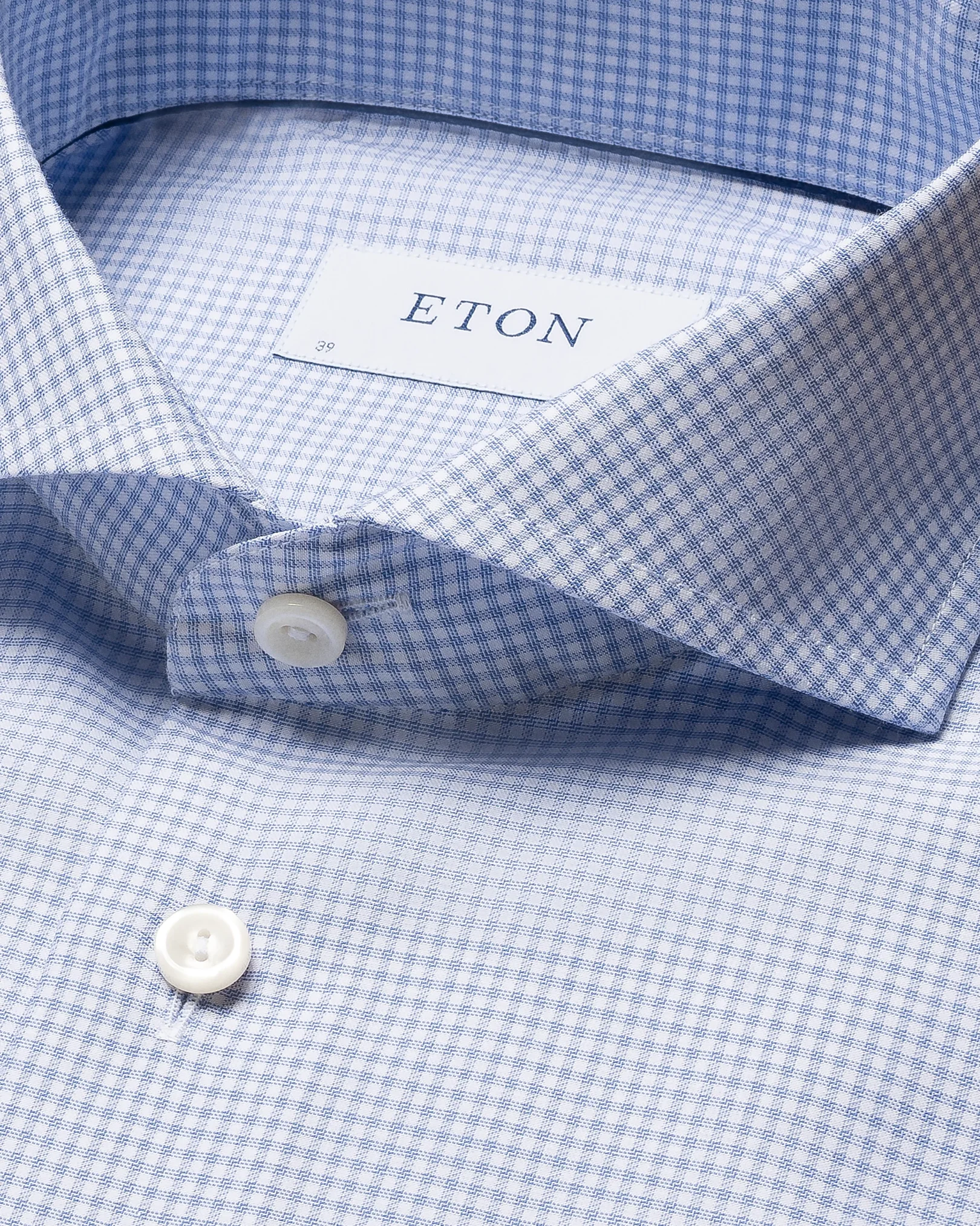 Eton - light blue twill cutaway checked