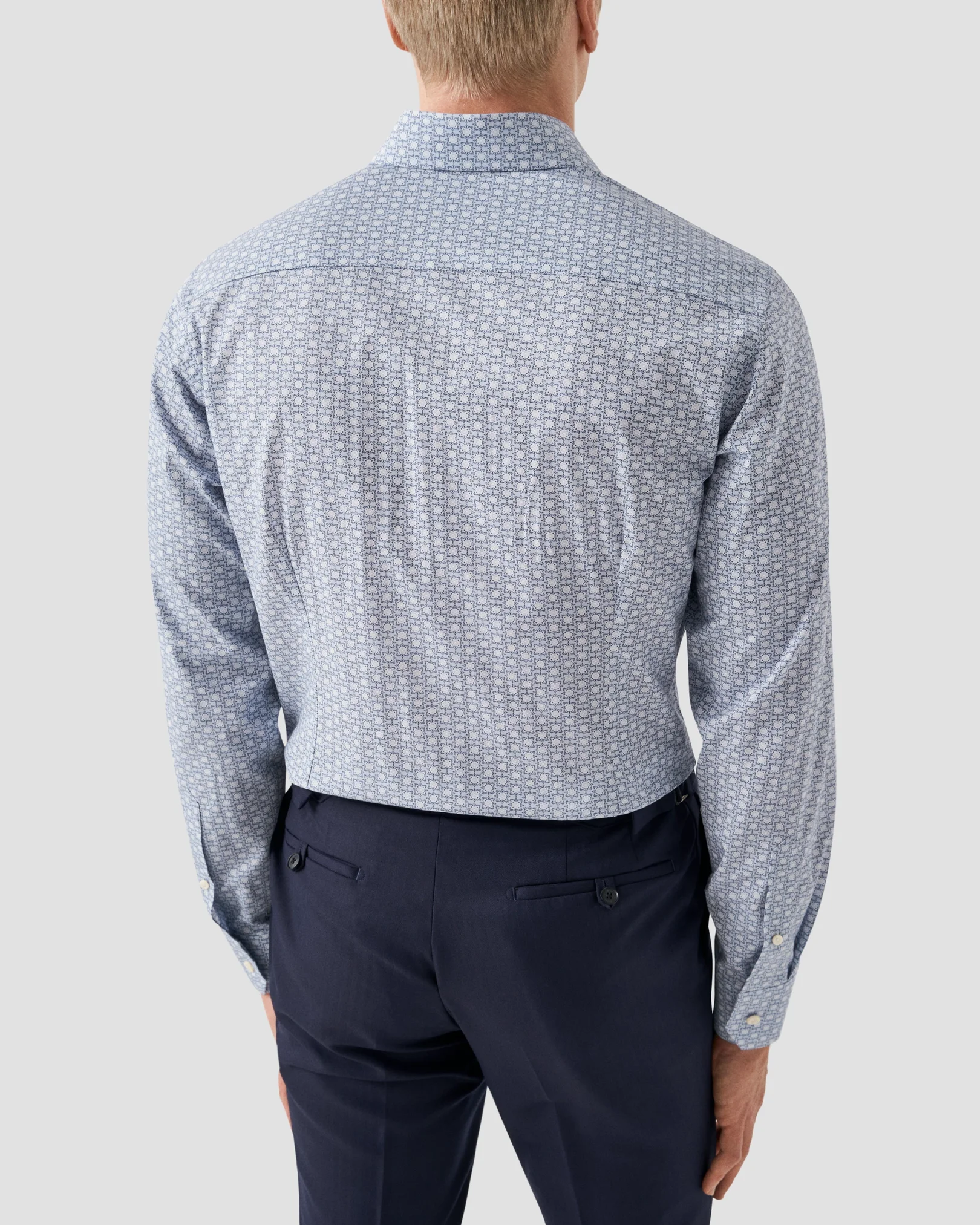 Eton - light blue printed signature twill shirt