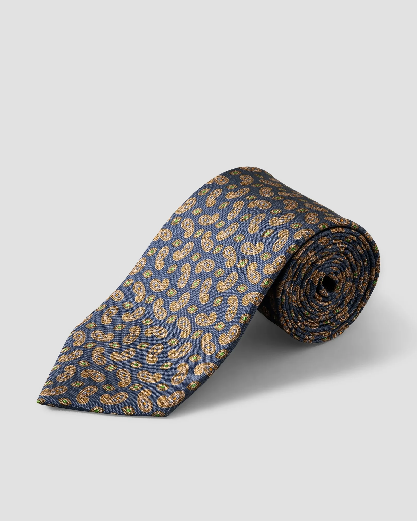 Eton - paisley print silk tie dark blue paisley print silk tie