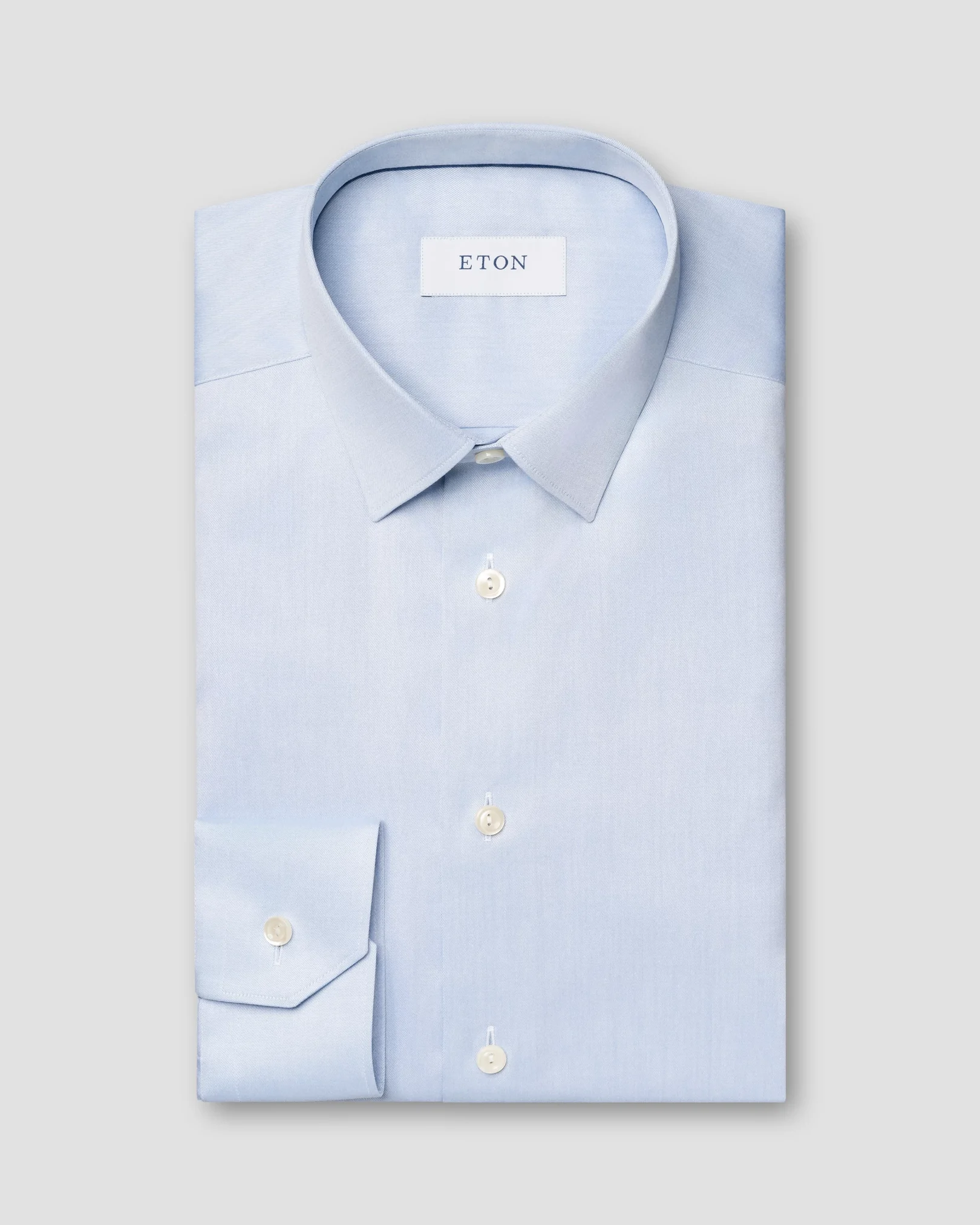 Eton - Chemise bleu clair en twill signature – Col français