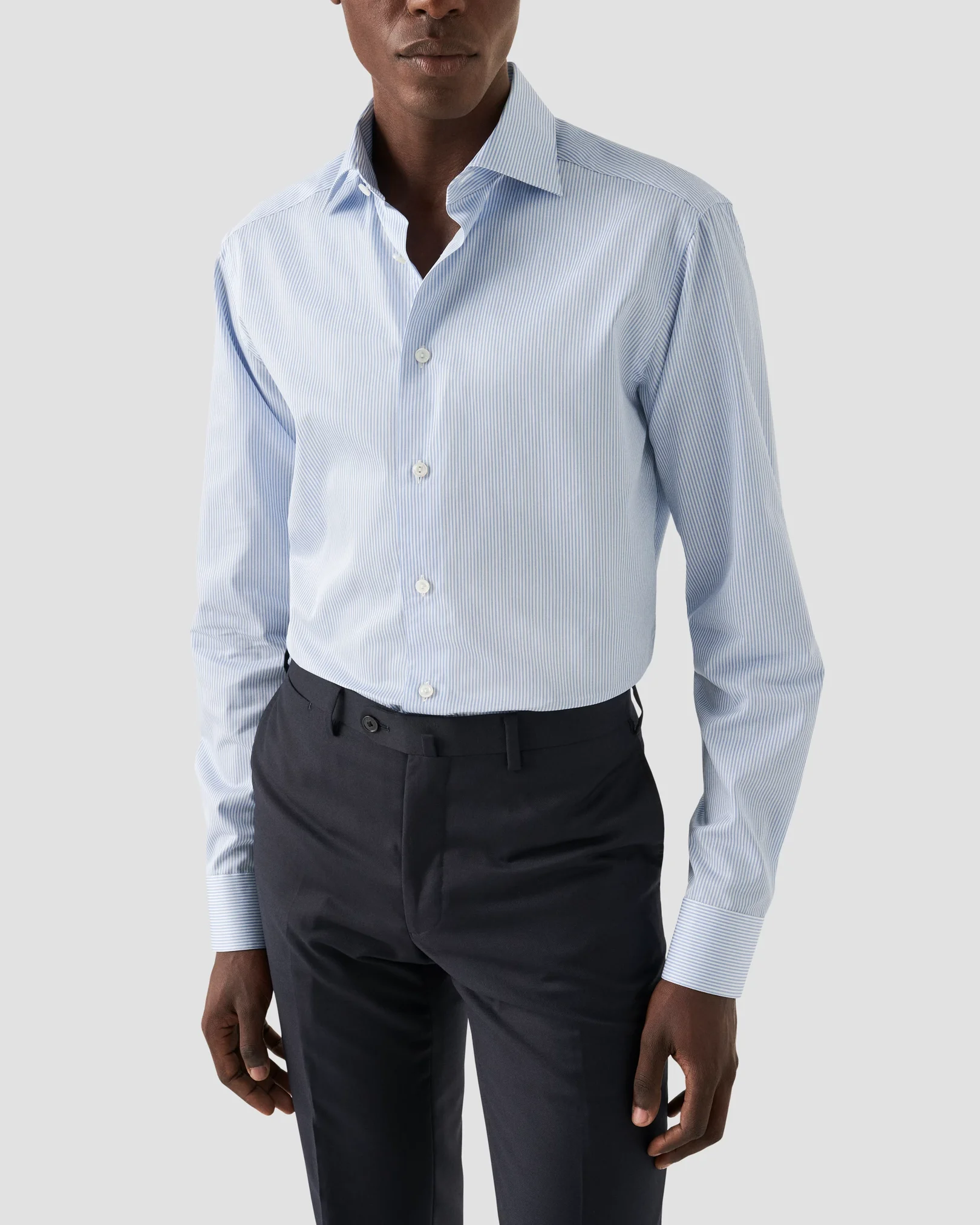 Eton - light blue striped elevated shirt