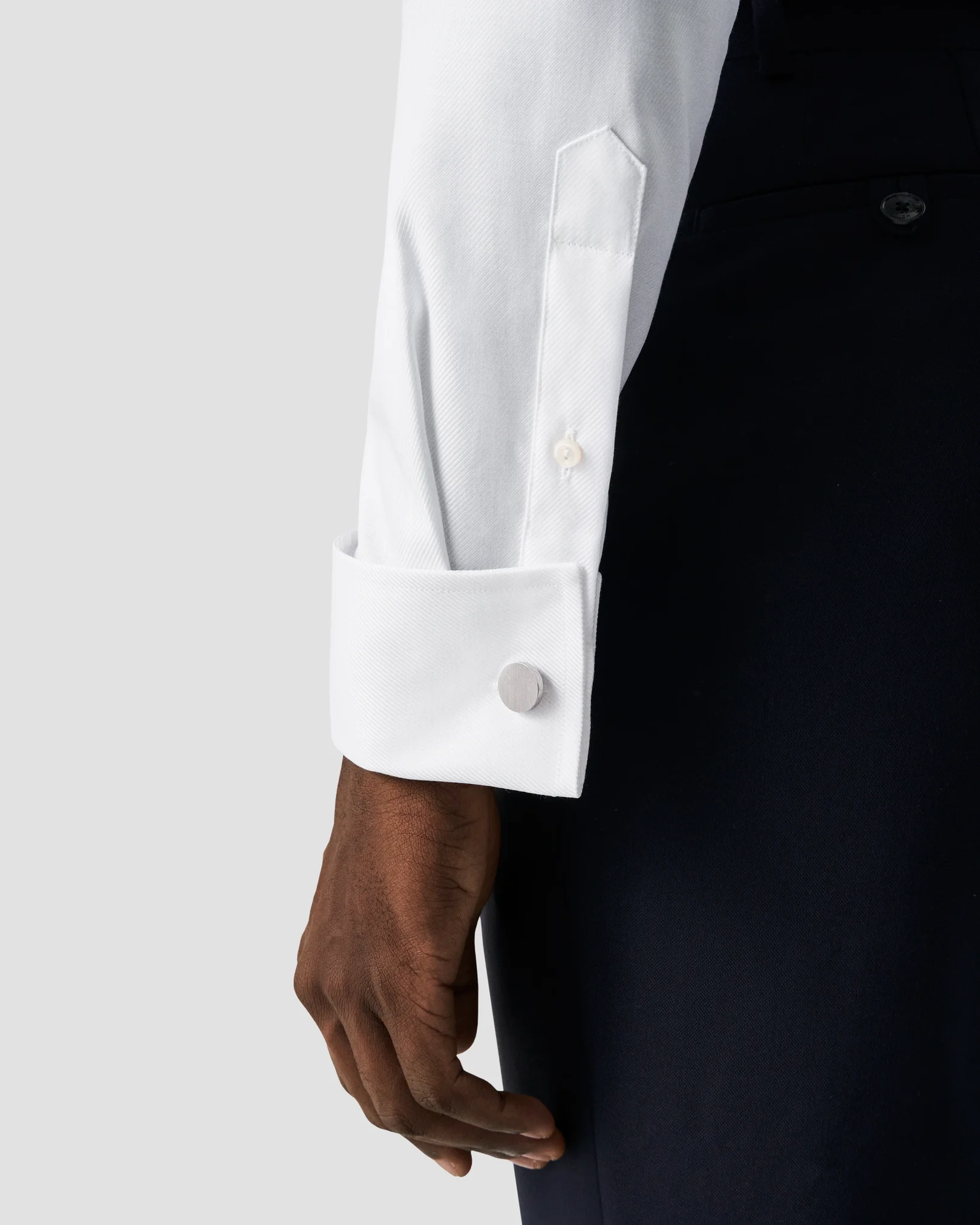 Eton - white textured twill shirt we2