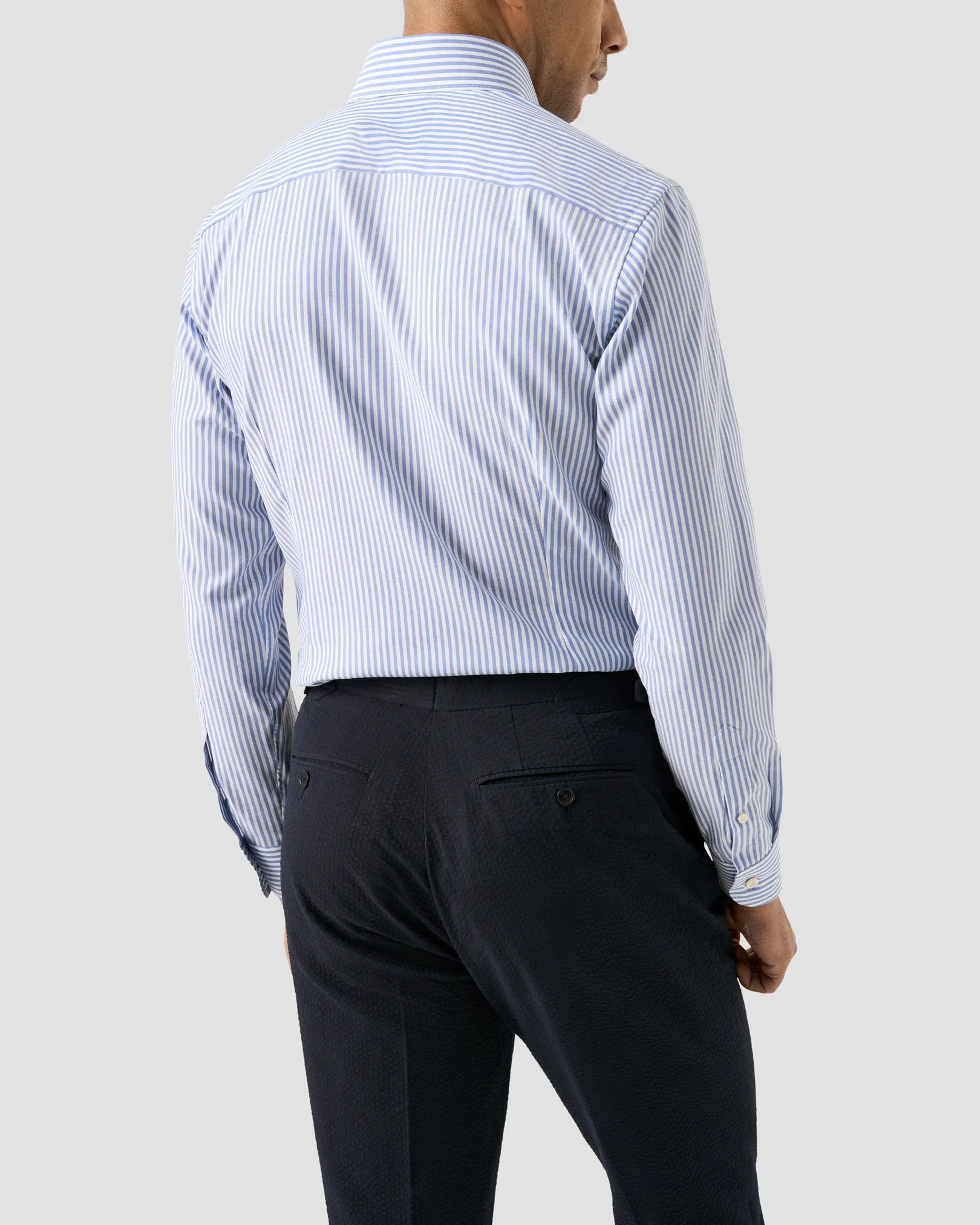 Eton - mid blue striped signature oxford shirt