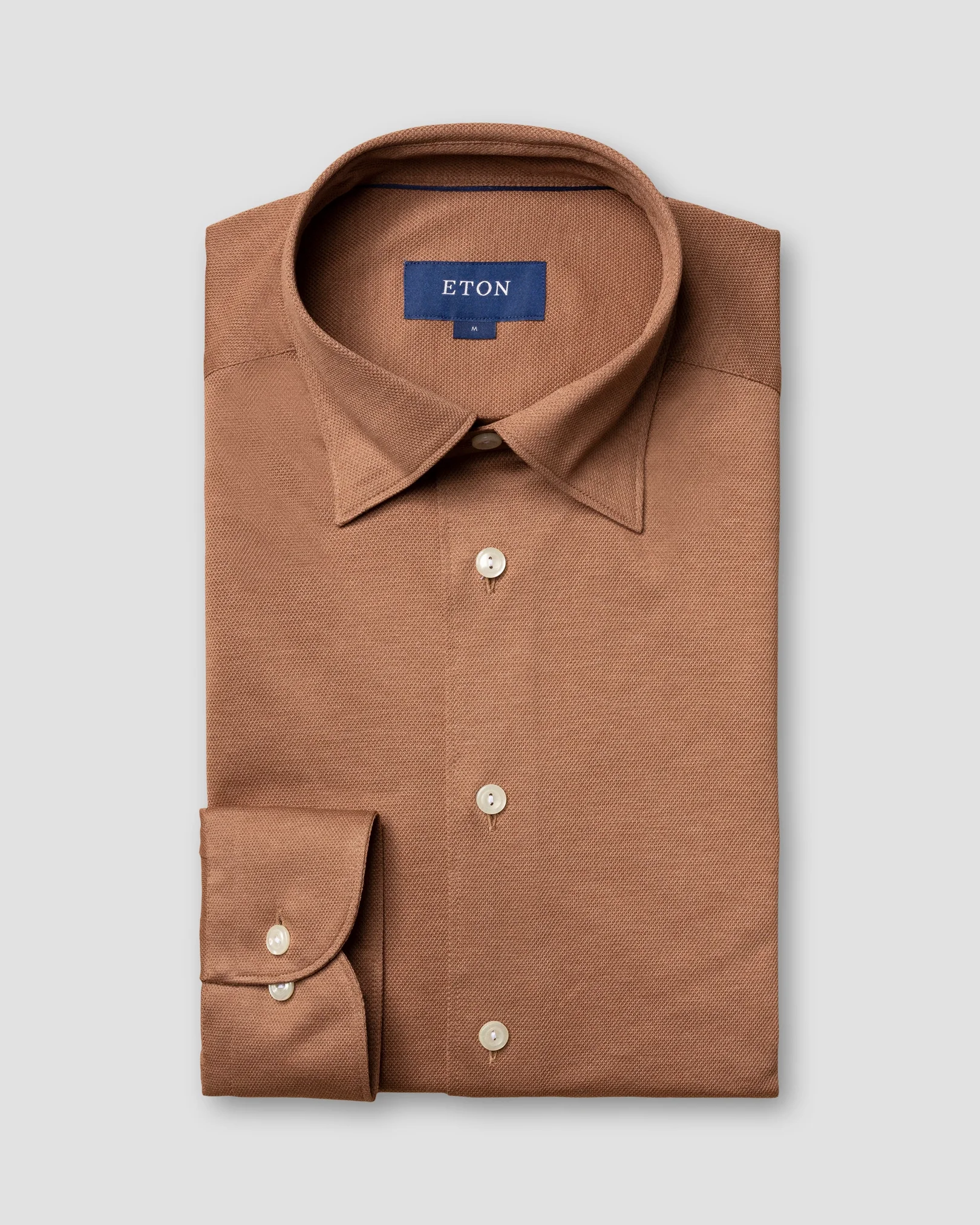 Eton - nougat pique shirt long sleeved