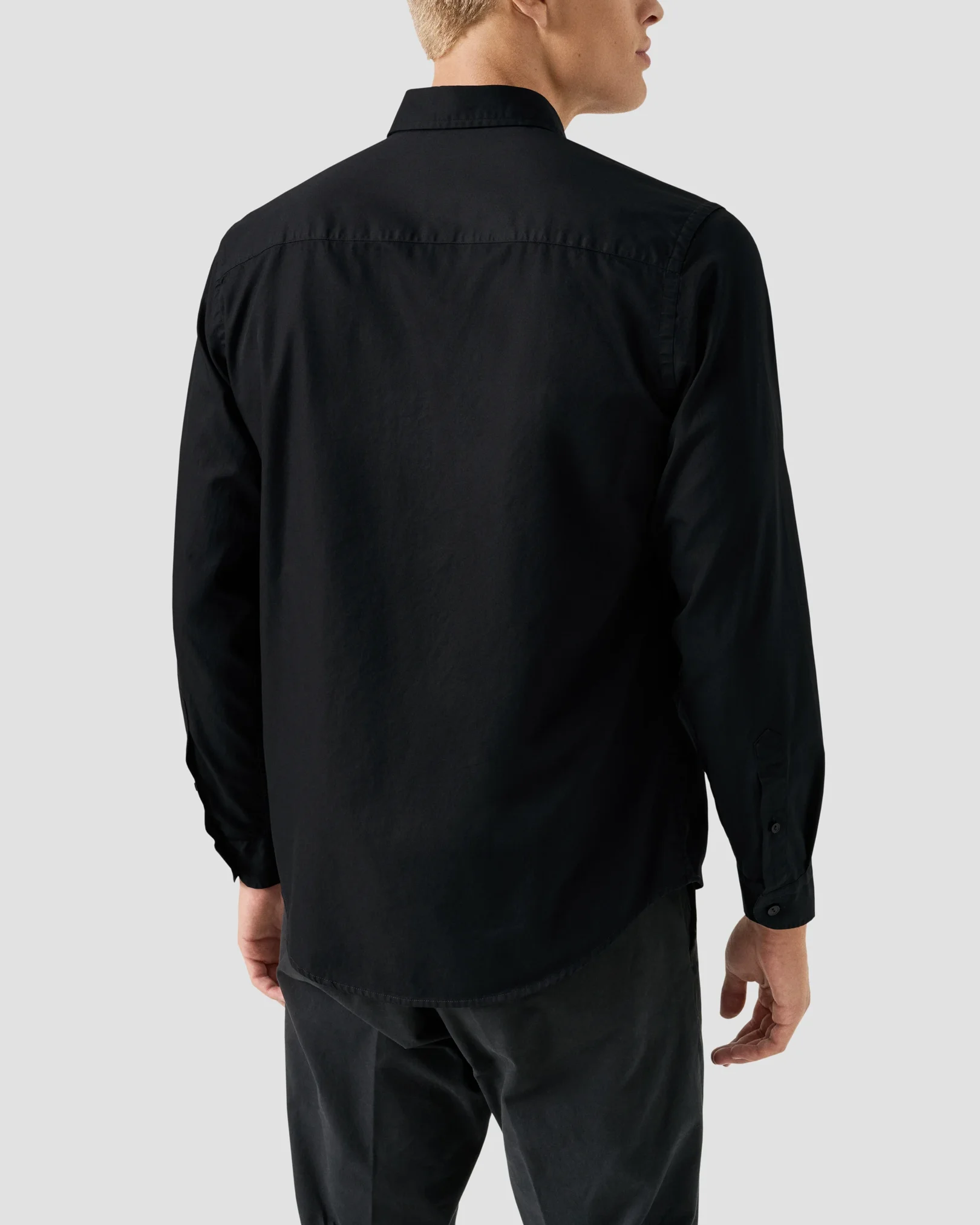 Eton - garment washed twill shirt black garment washed twill shirt