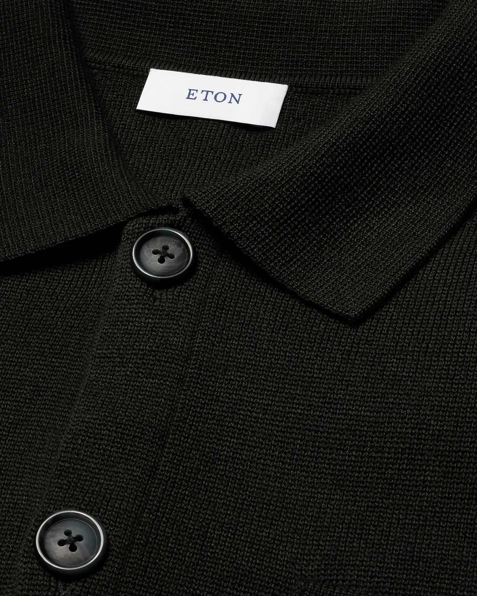 Eton - dark green merino milano knit overshirt