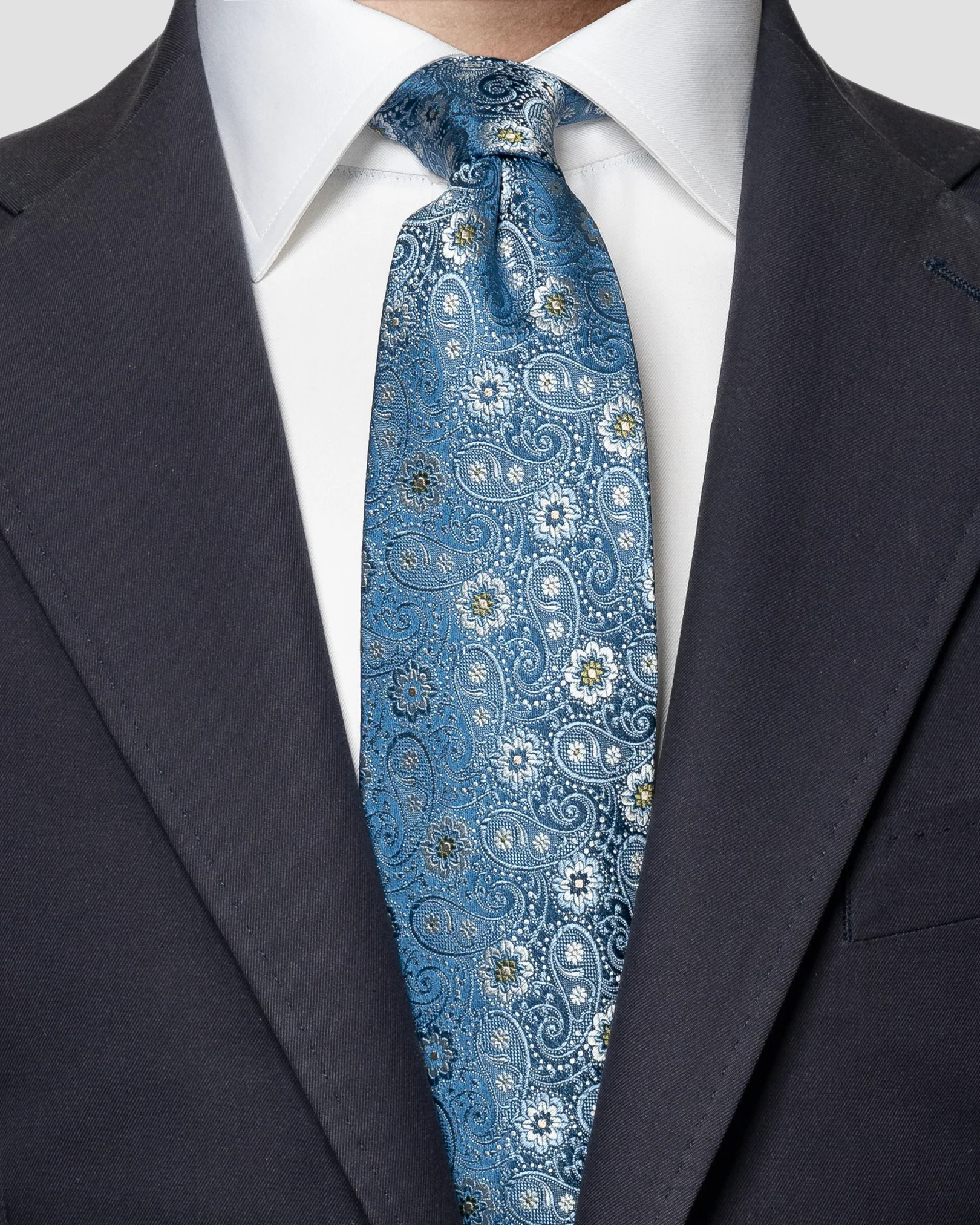 Eton - dark blue paisley floral tie